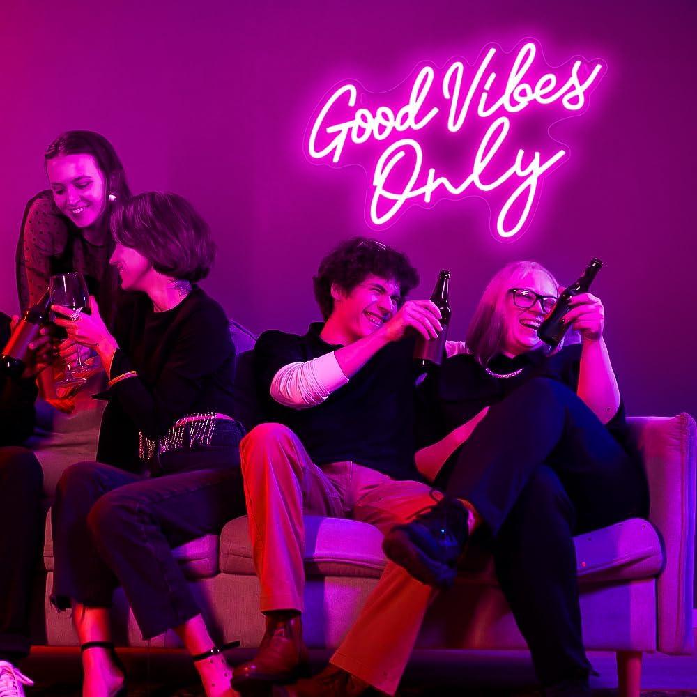 Señal de Neón LED RuCvixkt Solo Buenas Vibras 42.4x26.4cm