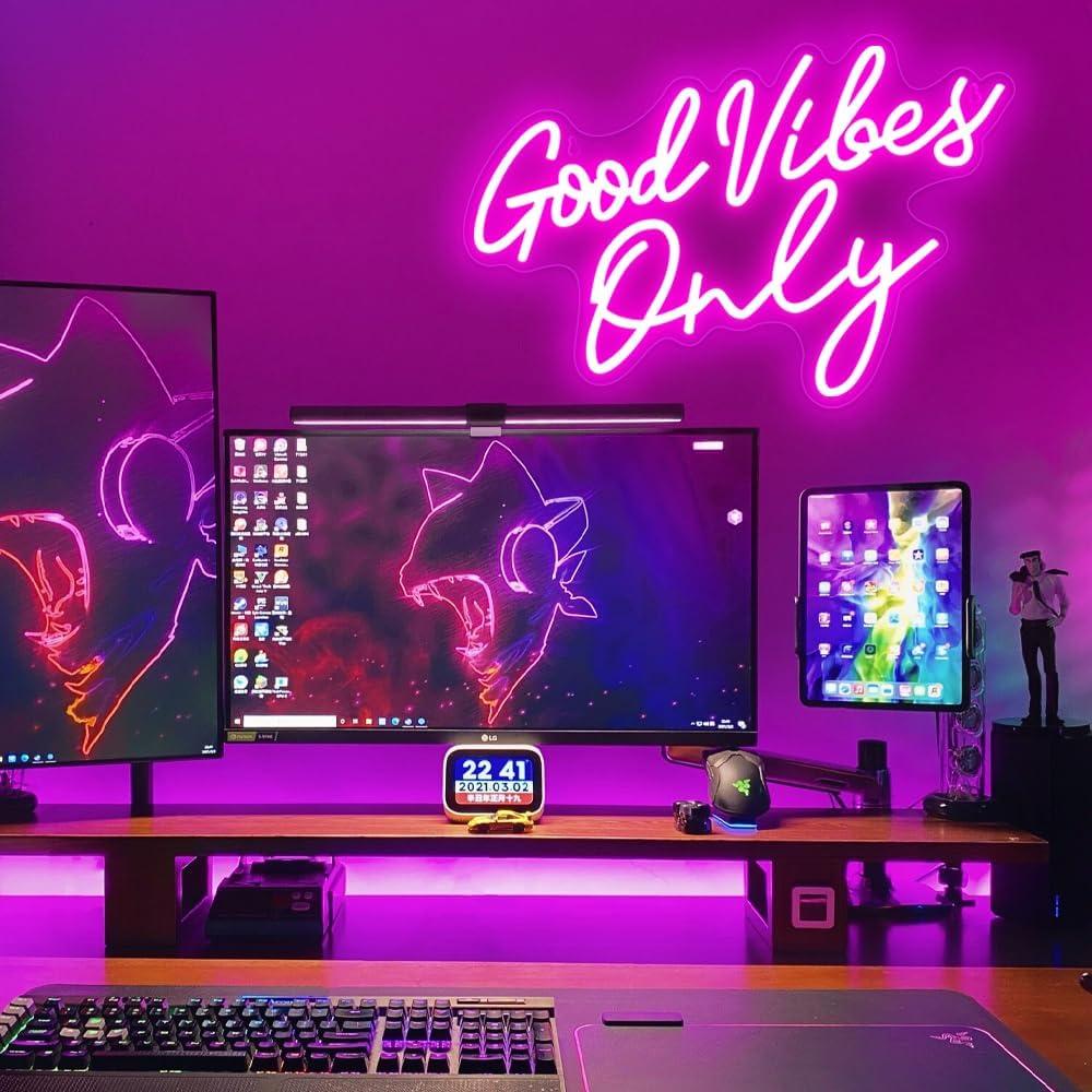 Señal de Neón LED RuCvixkt Solo Buenas Vibras 42.4x26.4cm