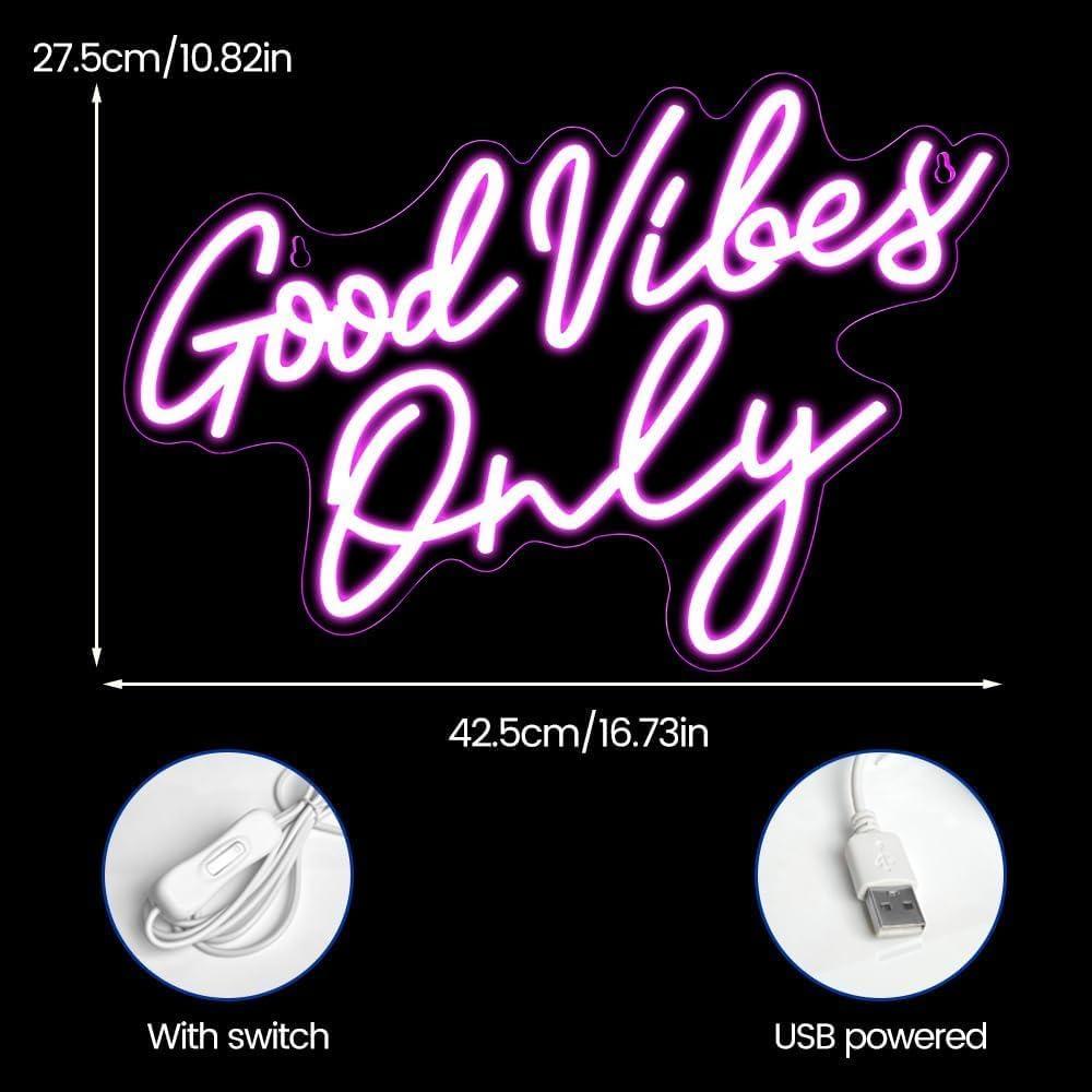 Señal de Neón LED RuCvixkt Solo Buenas Vibras 42.4x26.4cm