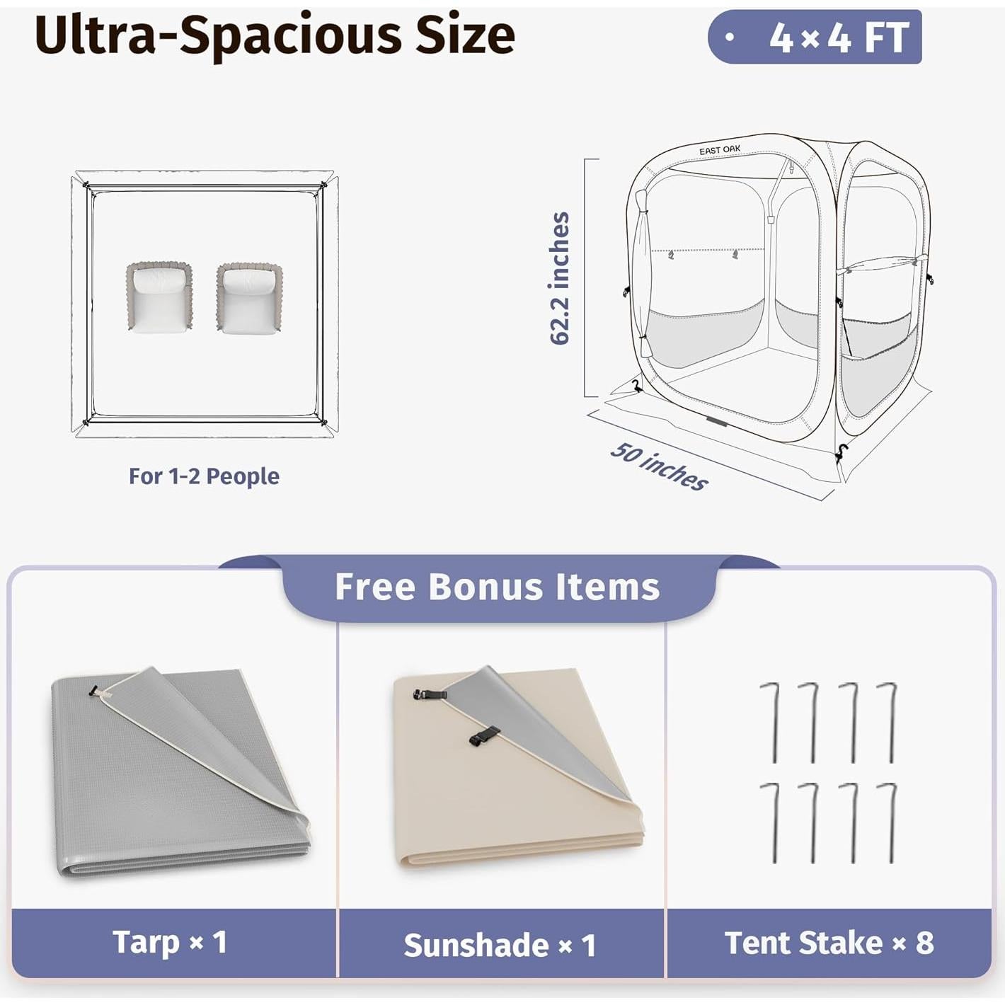 Tienda Deportiva EAST OAK 1.27x1.27m para Climas y Eventos