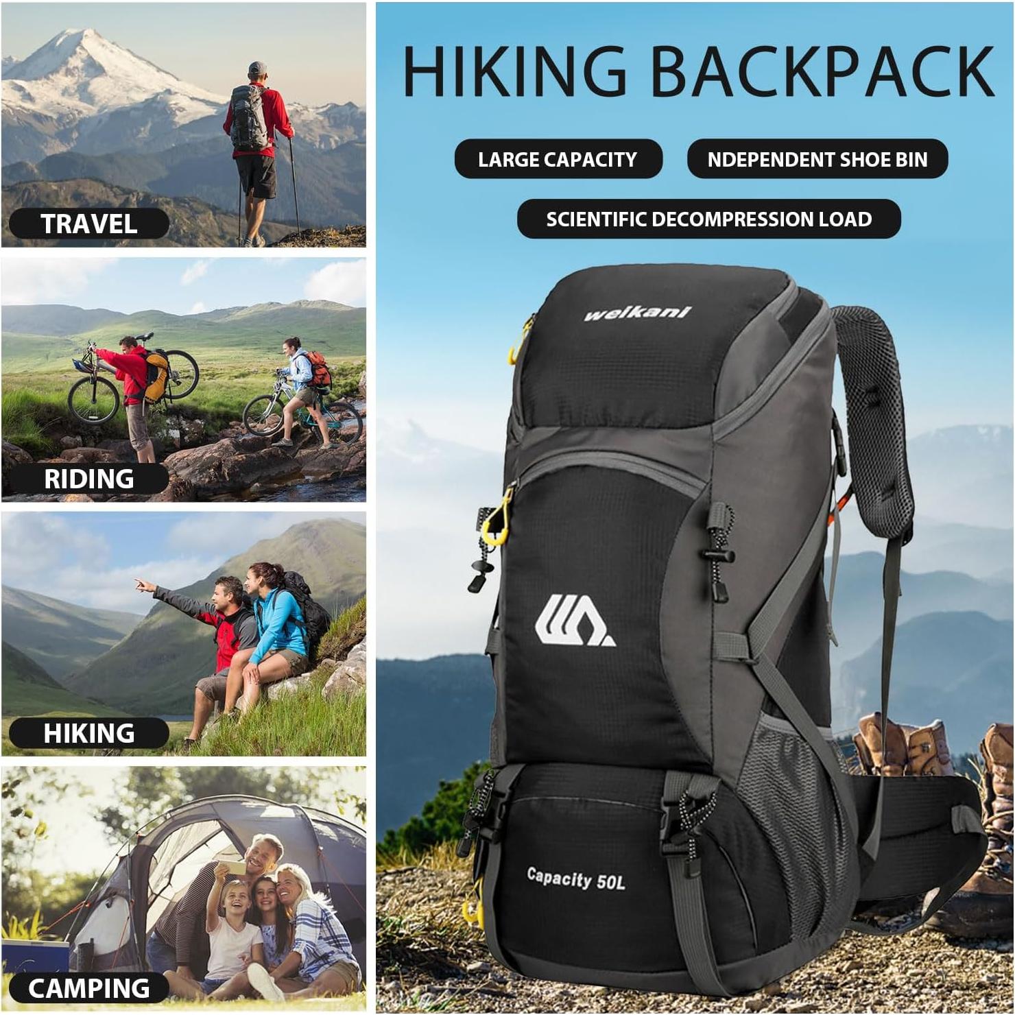 Mochila de Senderismo Favuit 30L Ultraligera Negra