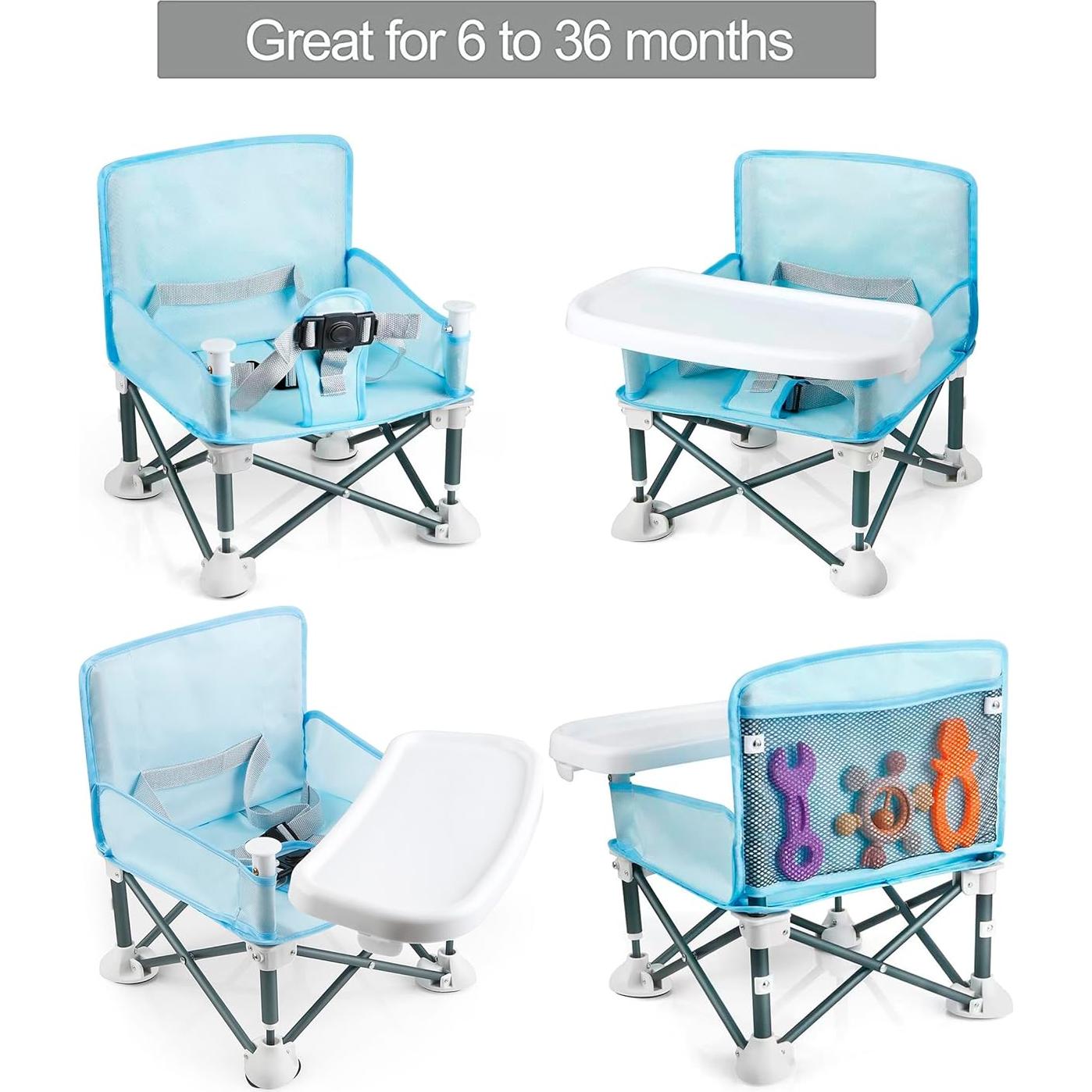 Silla Elevadora Plegable PandaEar Azul Claro para Bebés