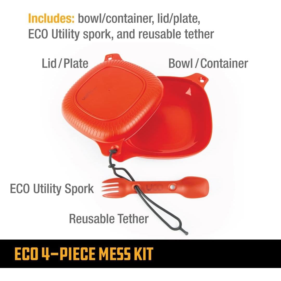 Kit de Comida de Camping UCO 4 Piezas Reciclado Rojo Chile