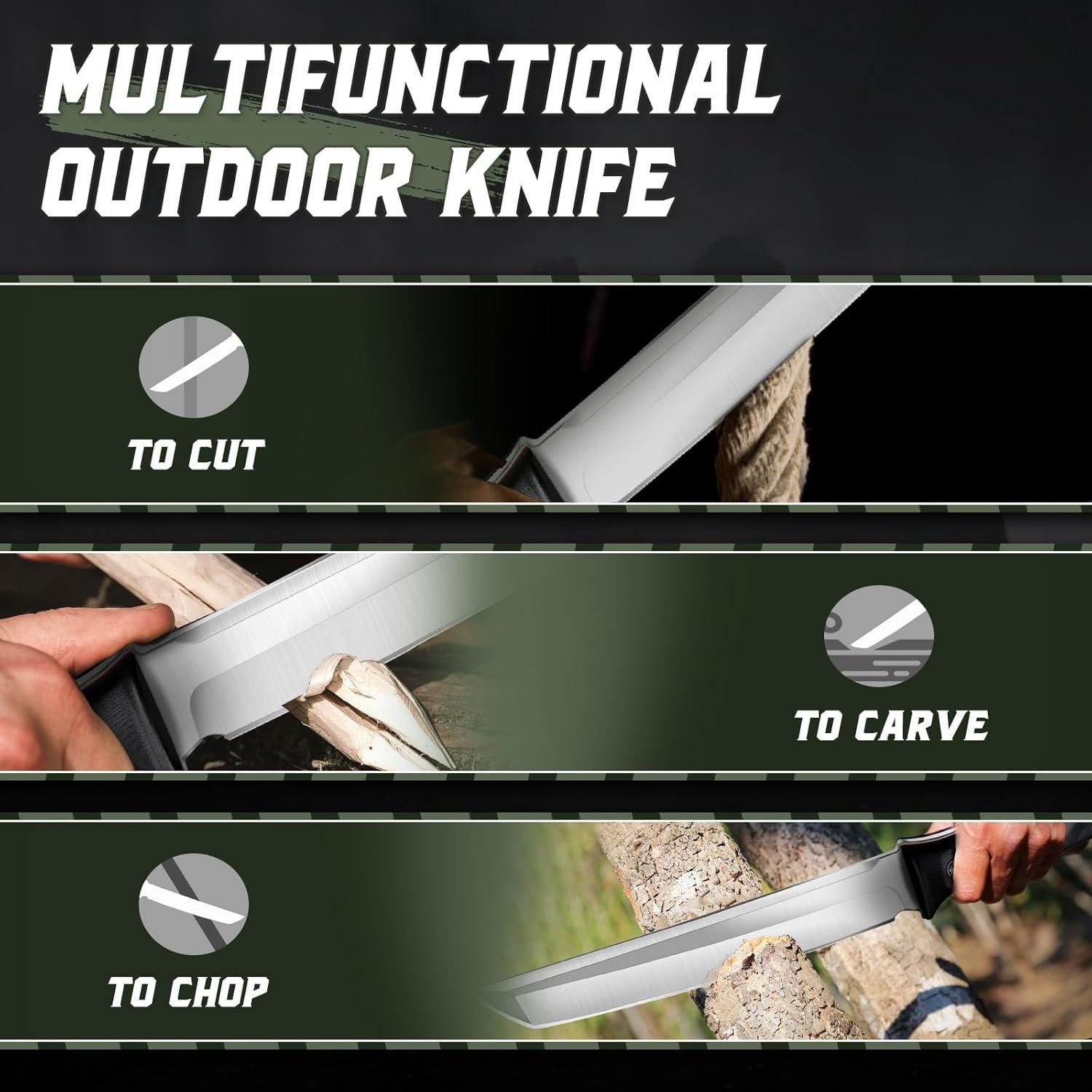 Cuchillo Táctico Dragon Creek Kydex 36.4 cm Verde Acero D2