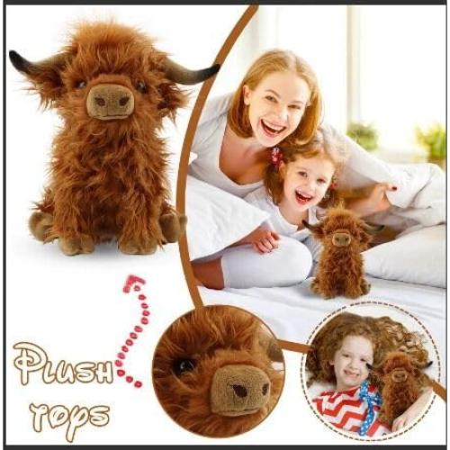 Juguete de peluche vaca de las tierras altas XCGNTU 27.94 cm marrón