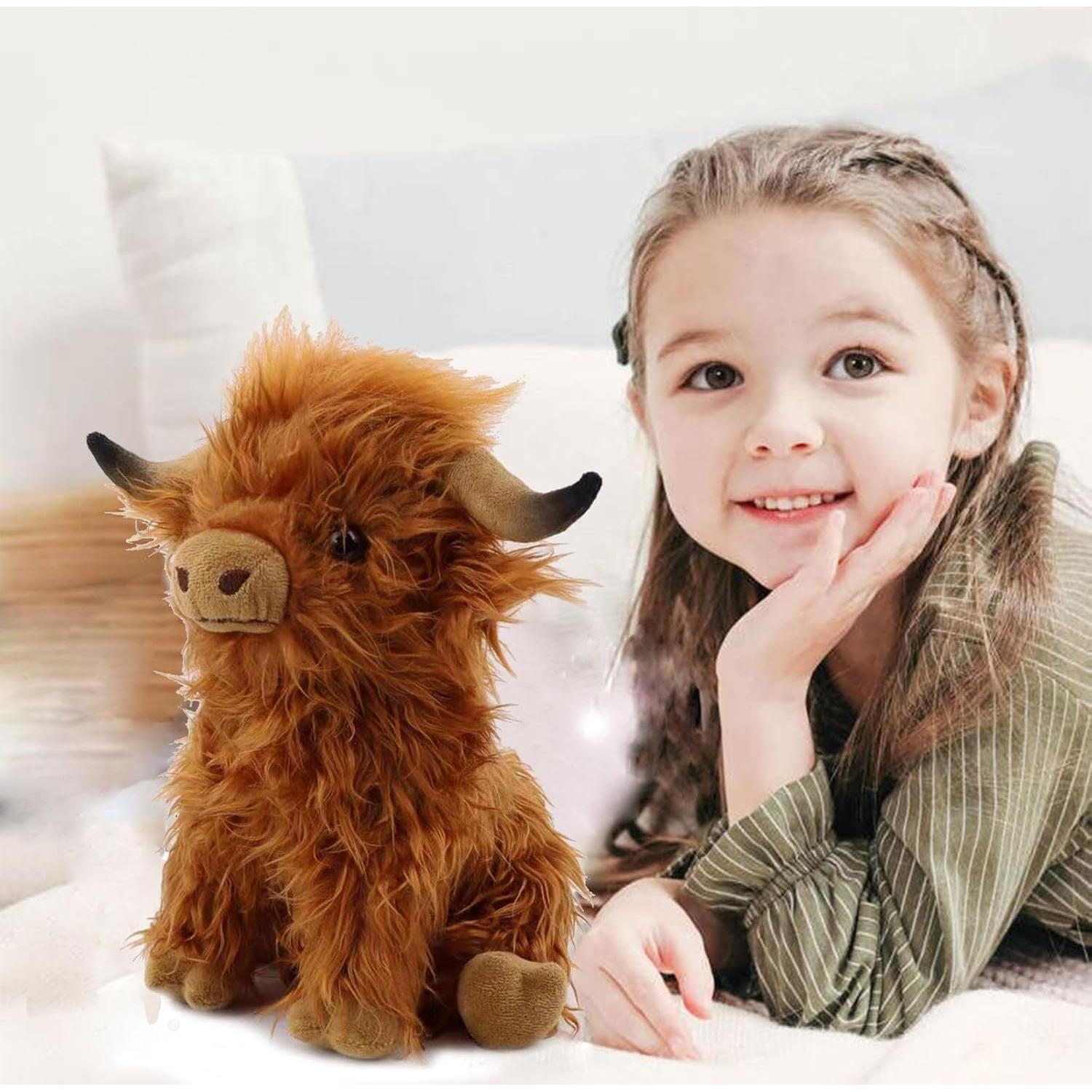 Juguete de peluche vaca de las tierras altas XCGNTU 27.94 cm marrón