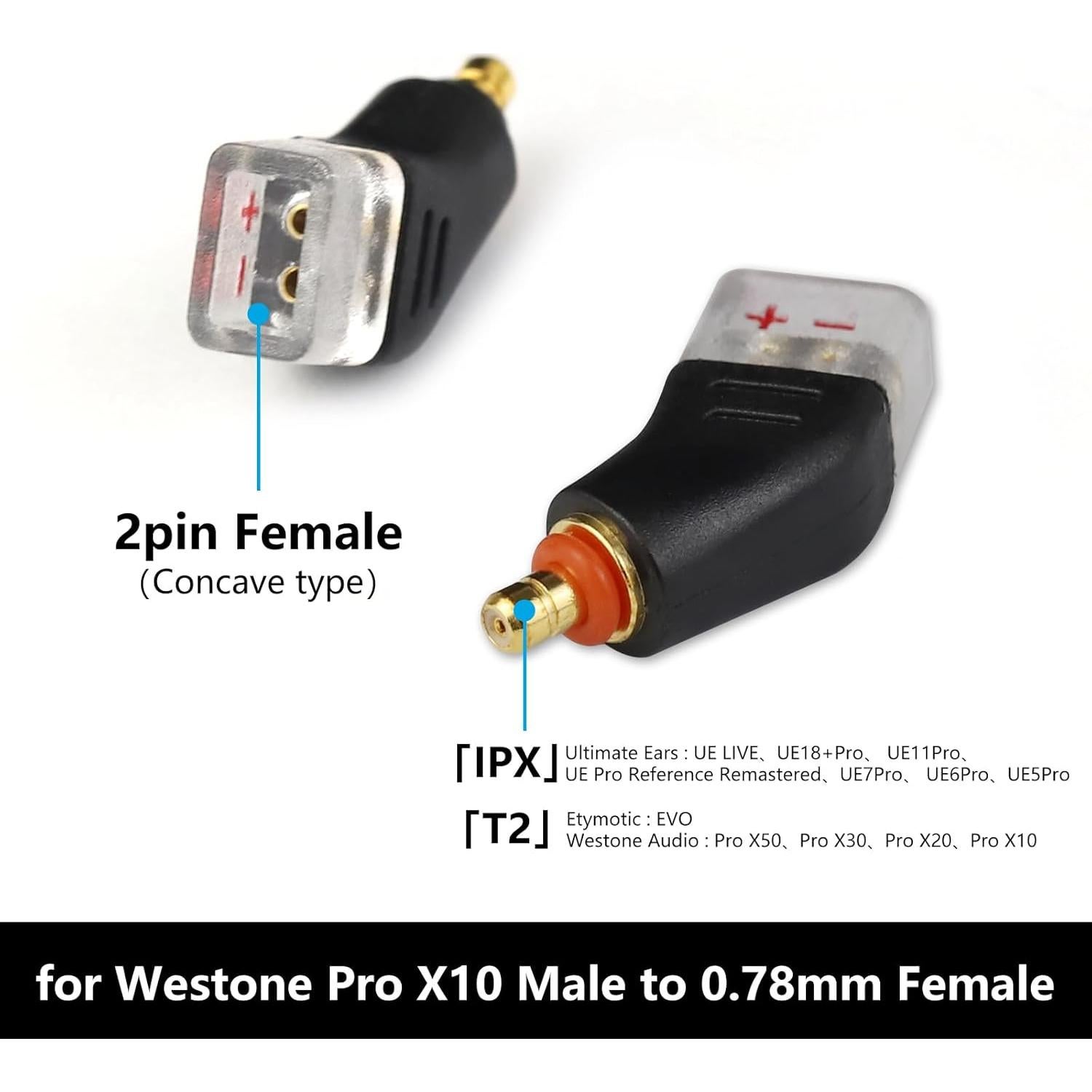 Adaptador de Auriculares okcsc 2 Pines a MMCX Negro