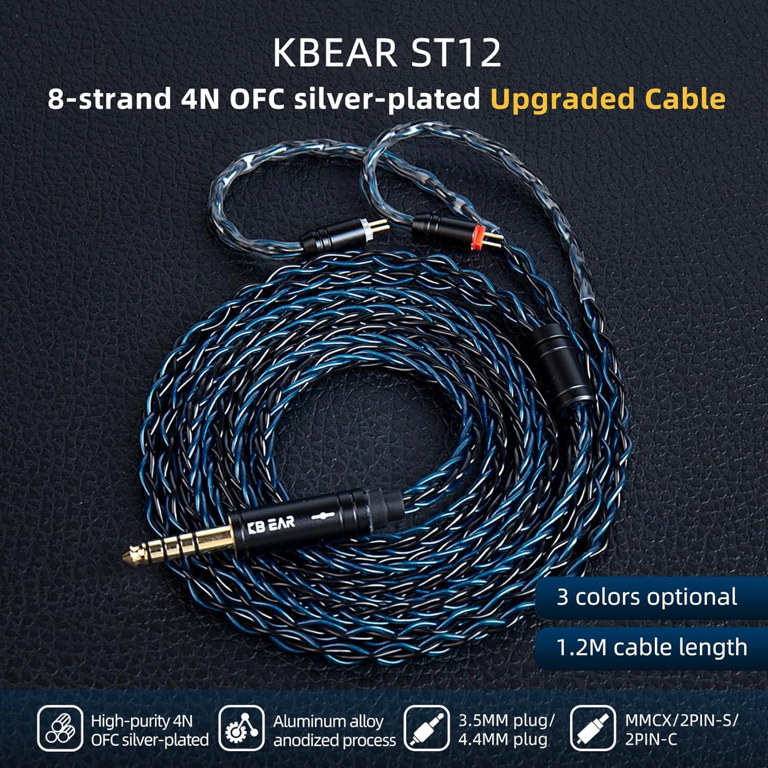 Cable Kbear ST12 Plus 1.2m OFC Plata para Auriculares