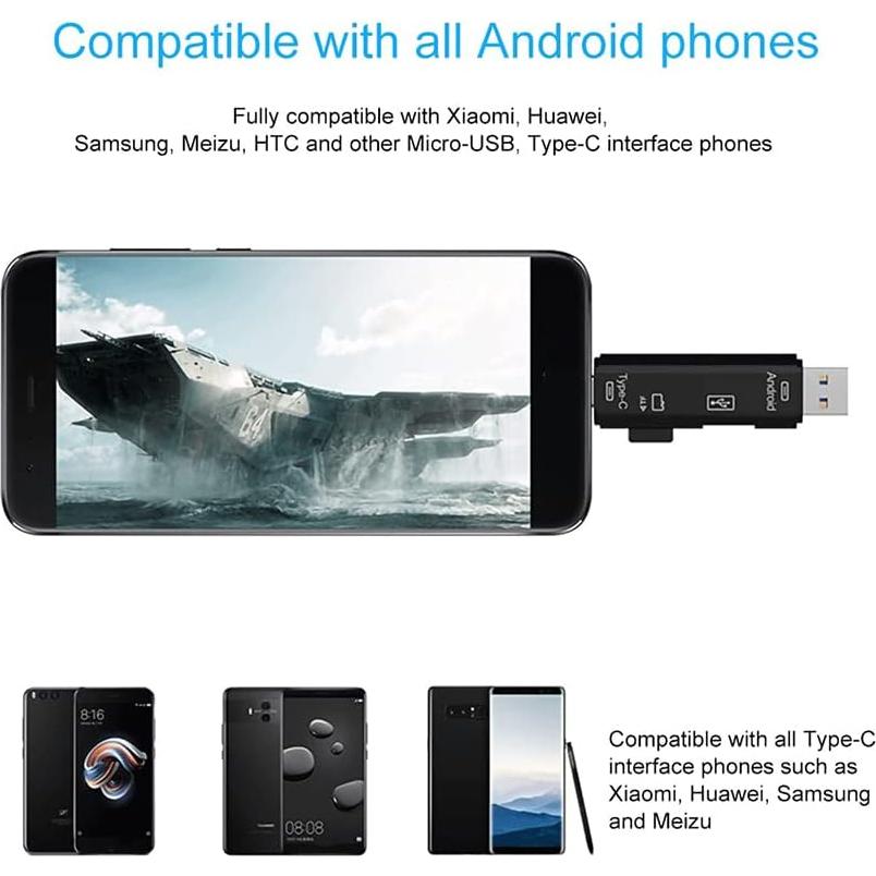 Lector de Tarjetas Multifuncional 5 en 1 VOLT+ Negro