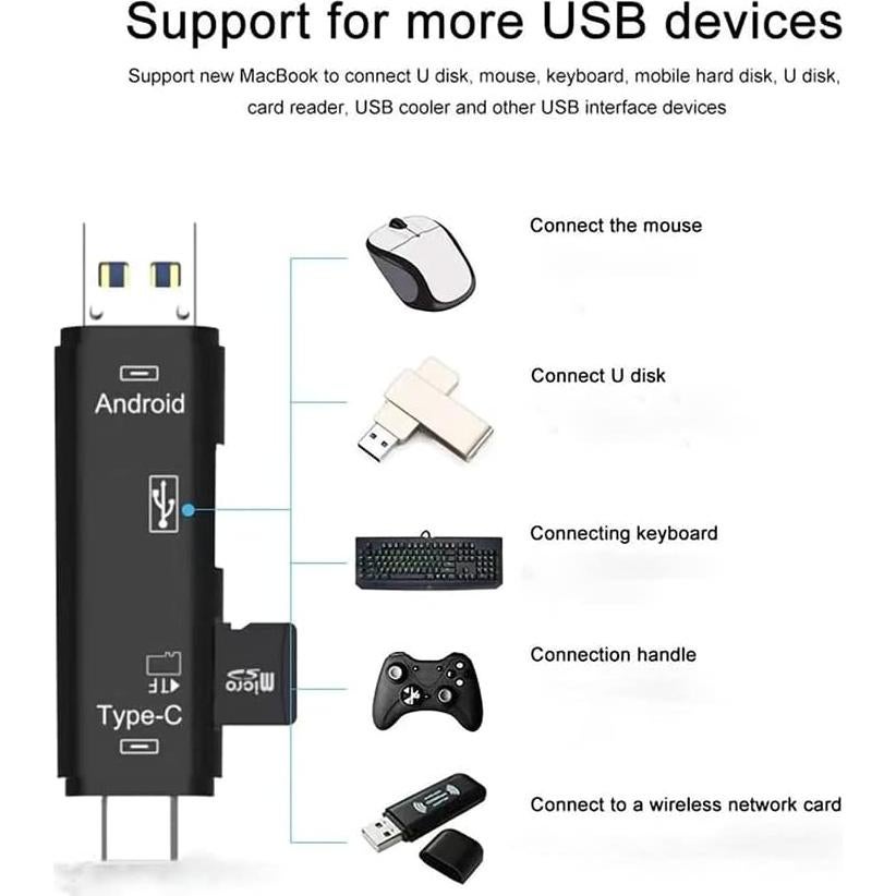 Lector de Tarjetas Multifuncional 5 en 1 VOLT+ Negro