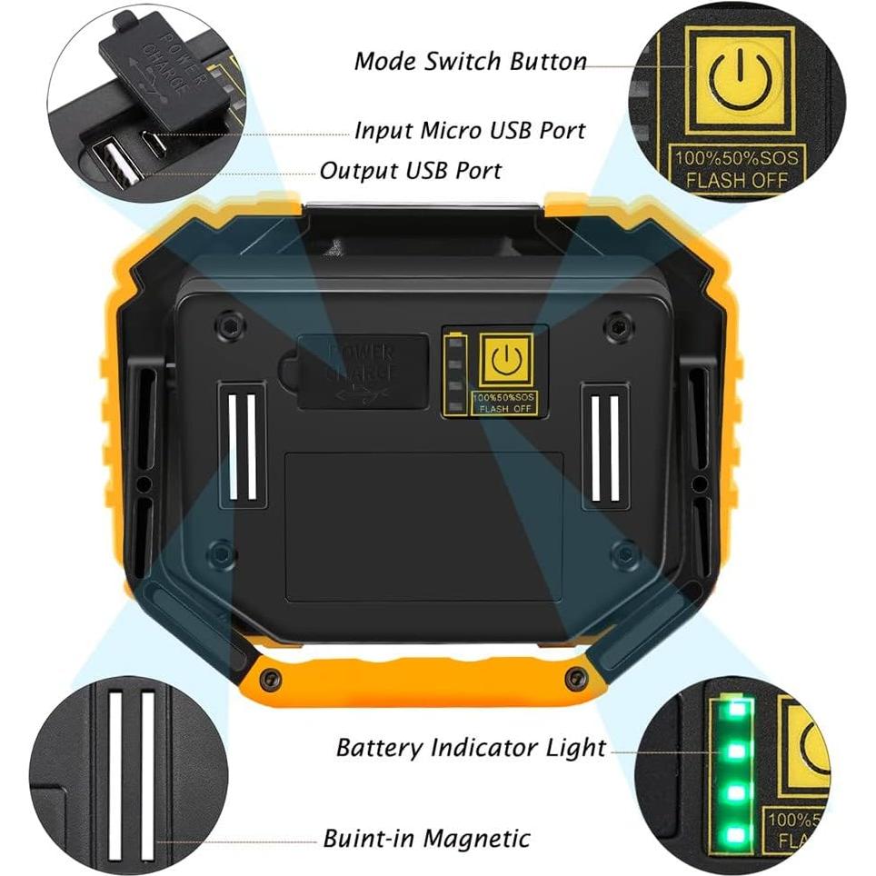 Luz de Trabajo LED Sunzone 750 Lúmenes Impermeable 2 Pzs