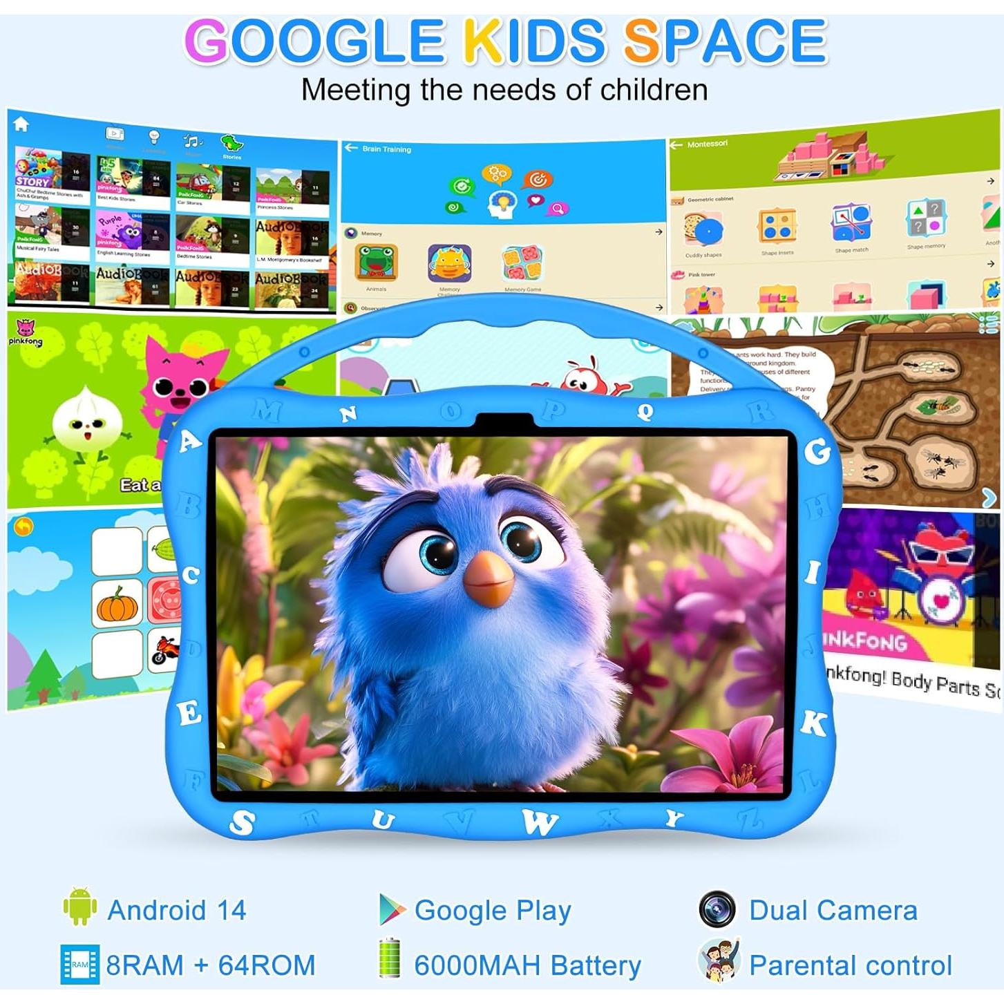 Tableta Educativa para Niños MengDash 10.1" 8GB RAM 64GB ROM Azul
