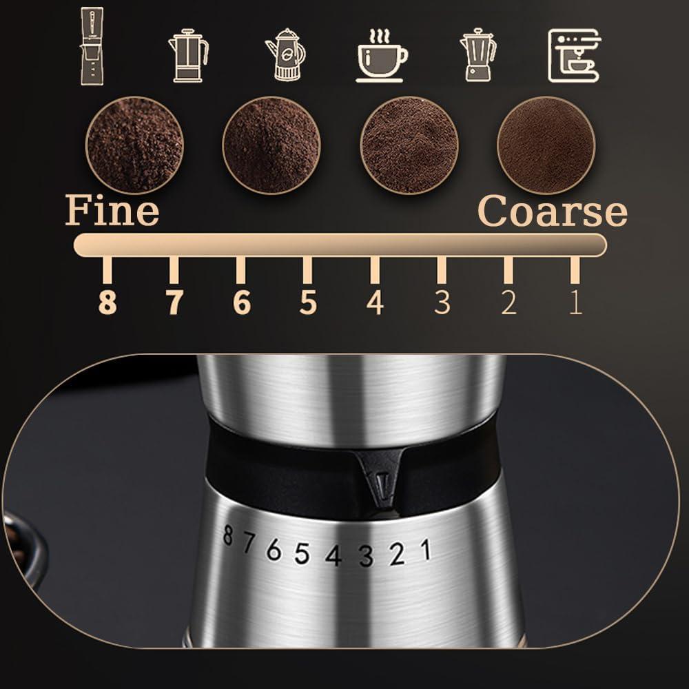 Molino de café manual EsteaCovo 80g 8 configuraciones acero inoxidable
