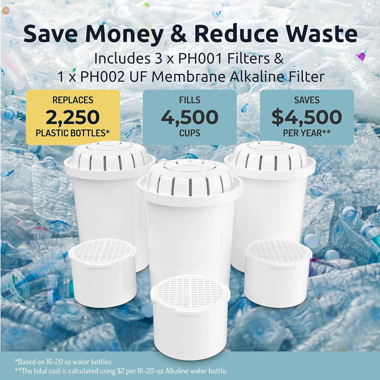 Filtro de Agua Alcalina PH001 y Membrana UF PH002 - 3 Unidades