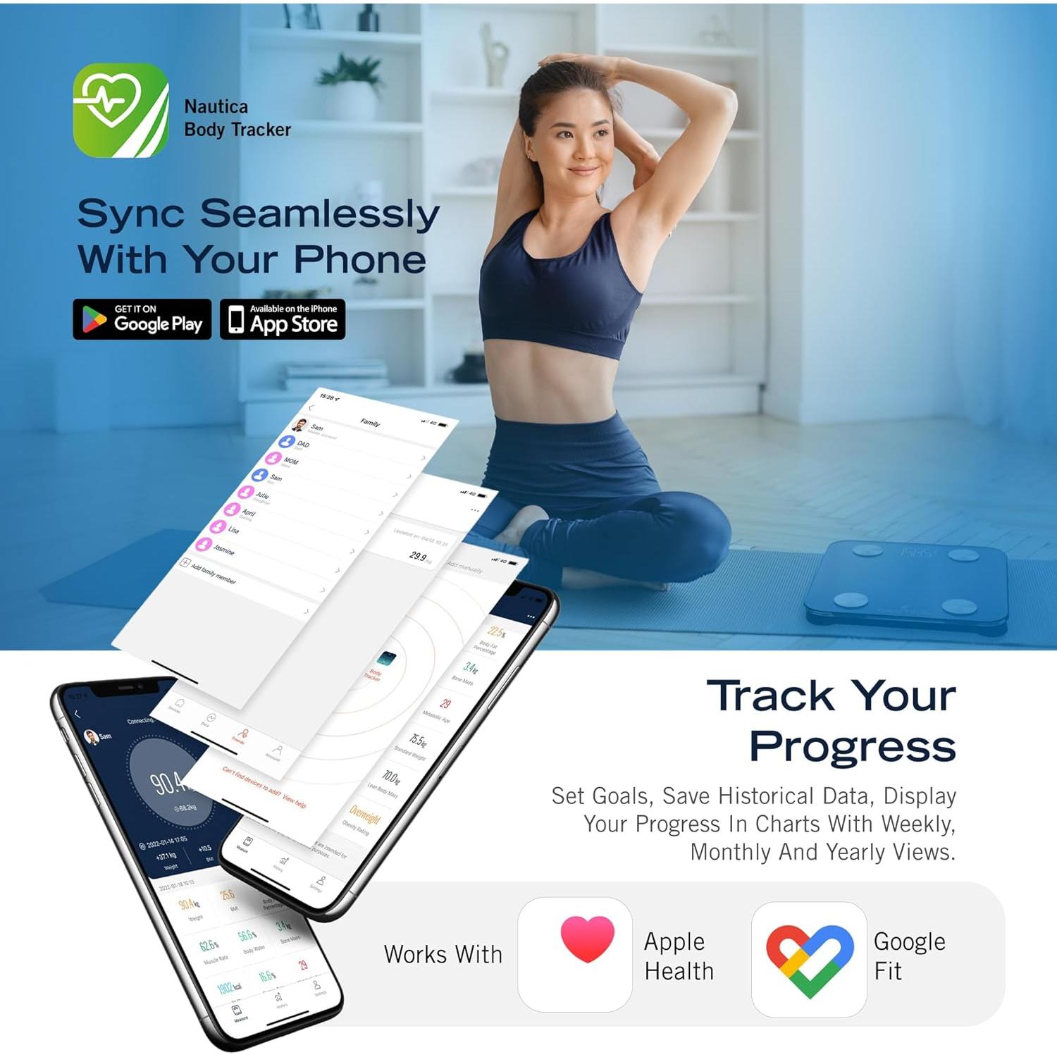 Báscula Digital Inteligente Nautica NTSC01 Bluetooth 179.83 kg