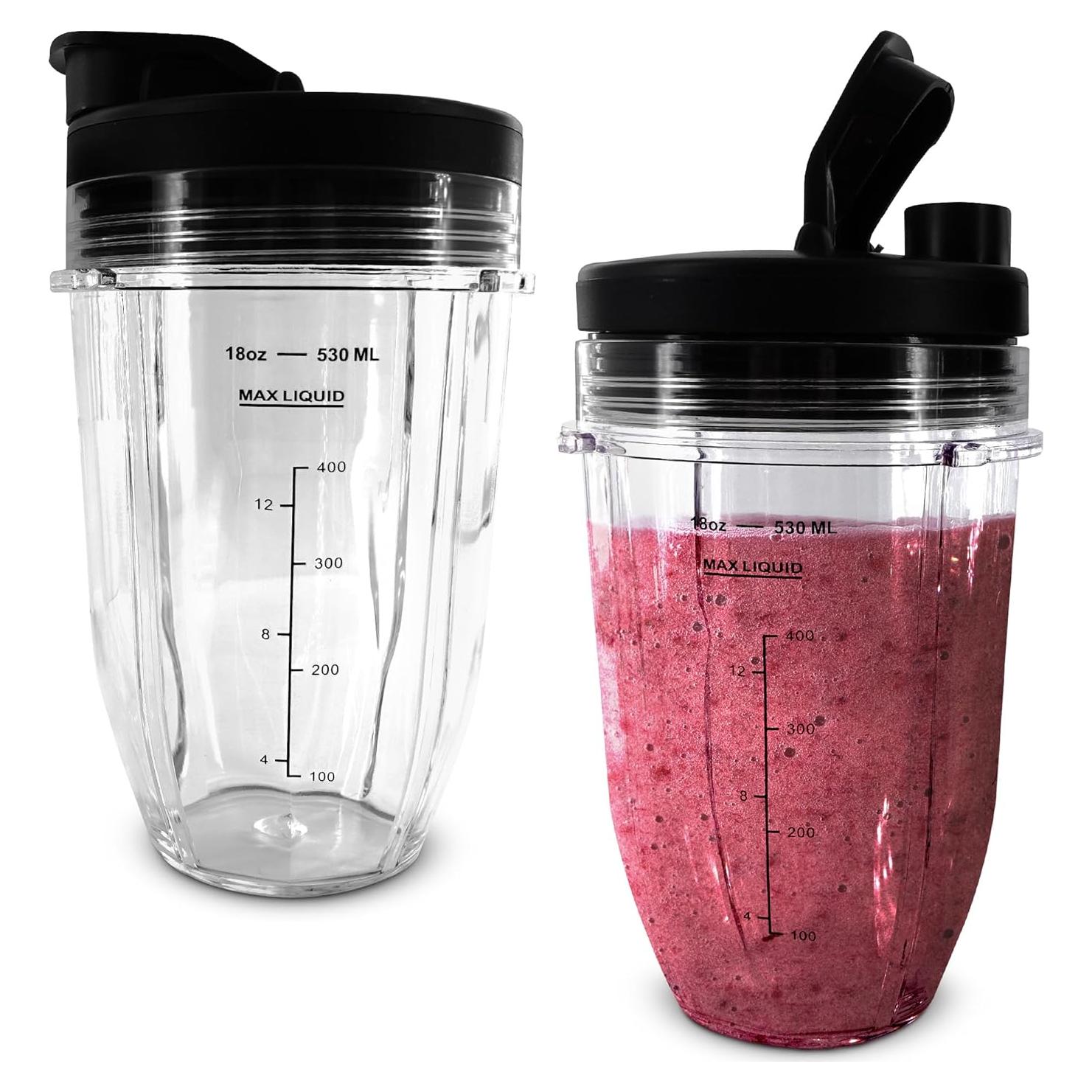 2 Tazas de Licuadora Ninja 18 Oz KETAR con Tapas de Sorbo