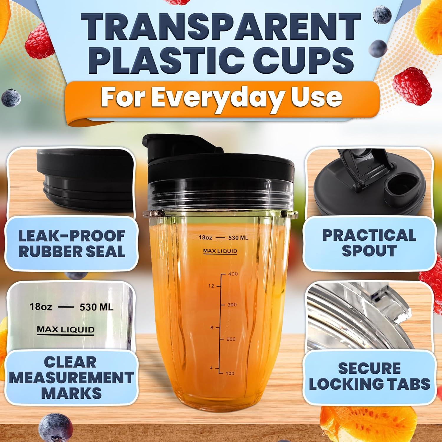 2 Tazas de Licuadora Ninja 18 Oz KETAR con Tapas de Sorbo