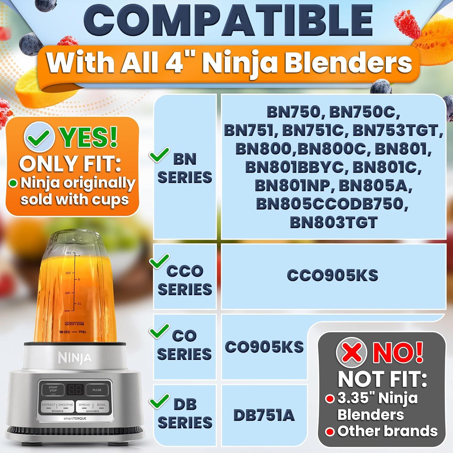 2 Tazas de Licuadora Ninja 18 Oz KETAR con Tapas de Sorbo