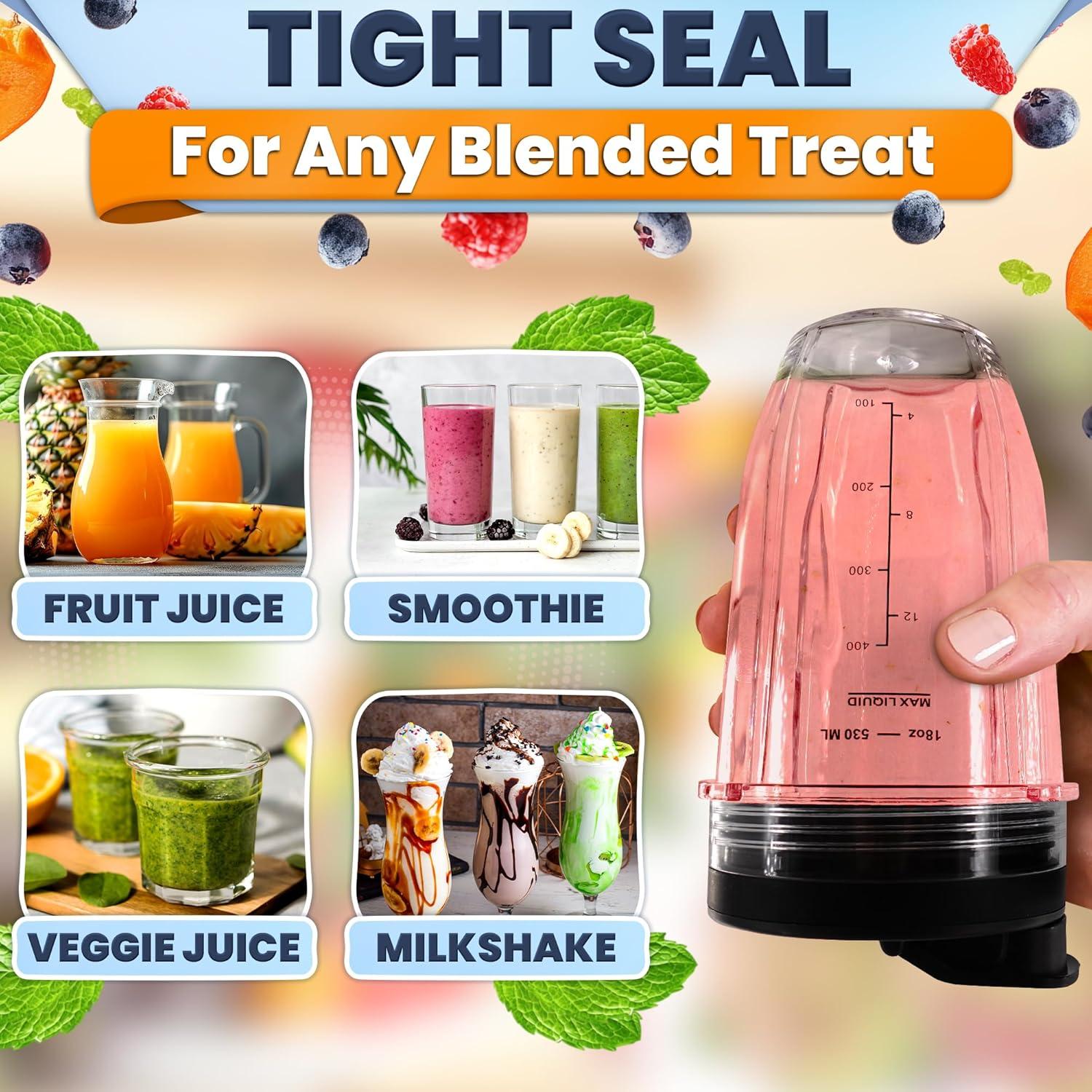 2 Tazas de Licuadora Ninja 18 Oz KETAR con Tapas de Sorbo