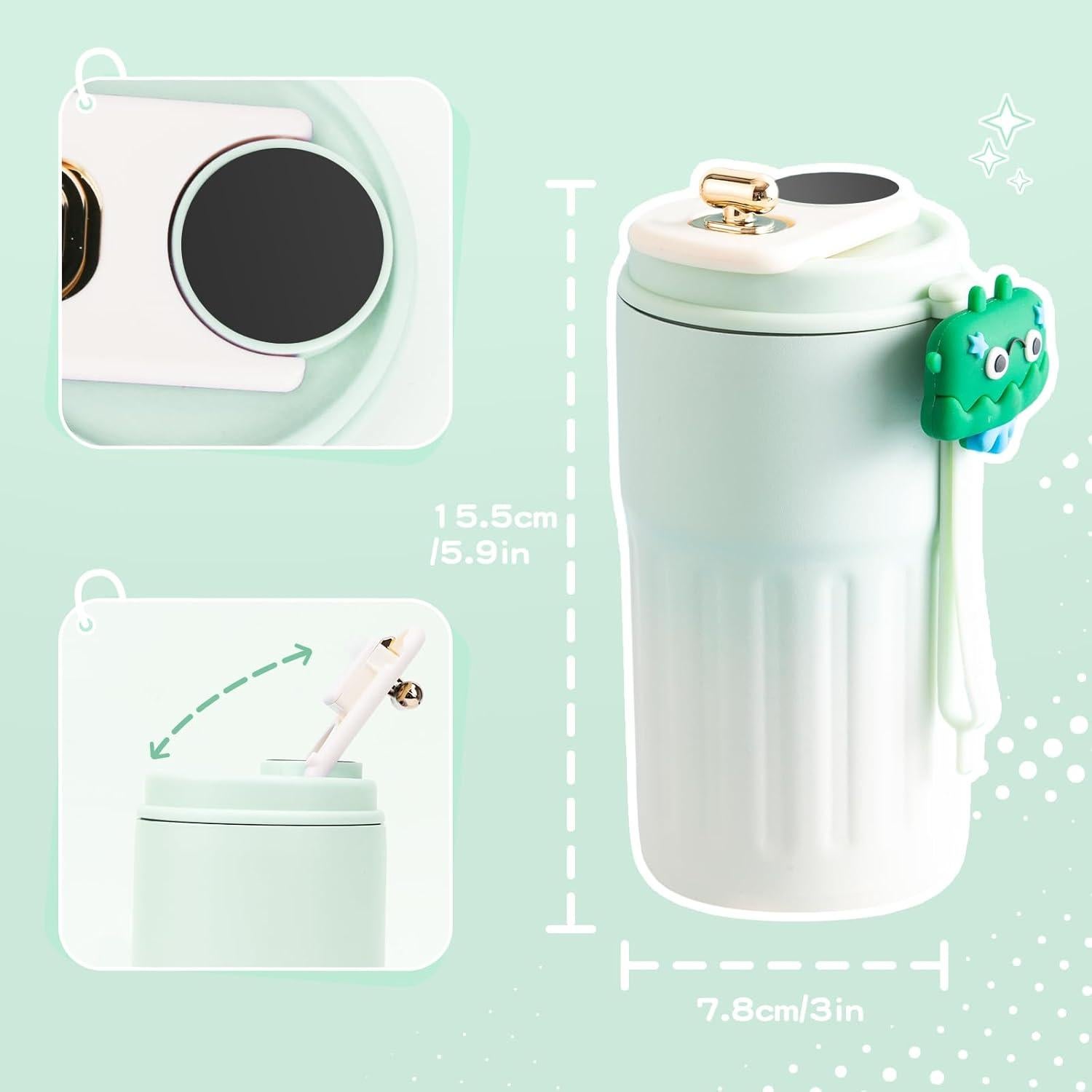 Taza de Café Inteligente Missdong 396g con Pantalla LED Verde