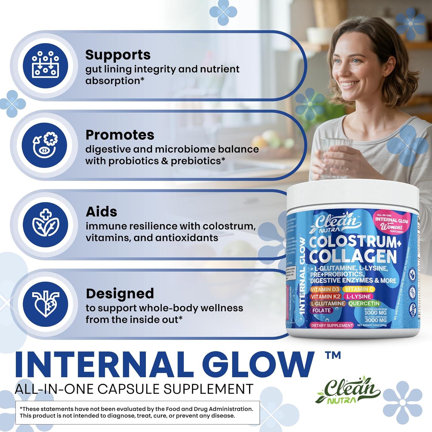 Polvo de Calostro Bovino Clean Nutra 226g con Colágeno y Probioticos