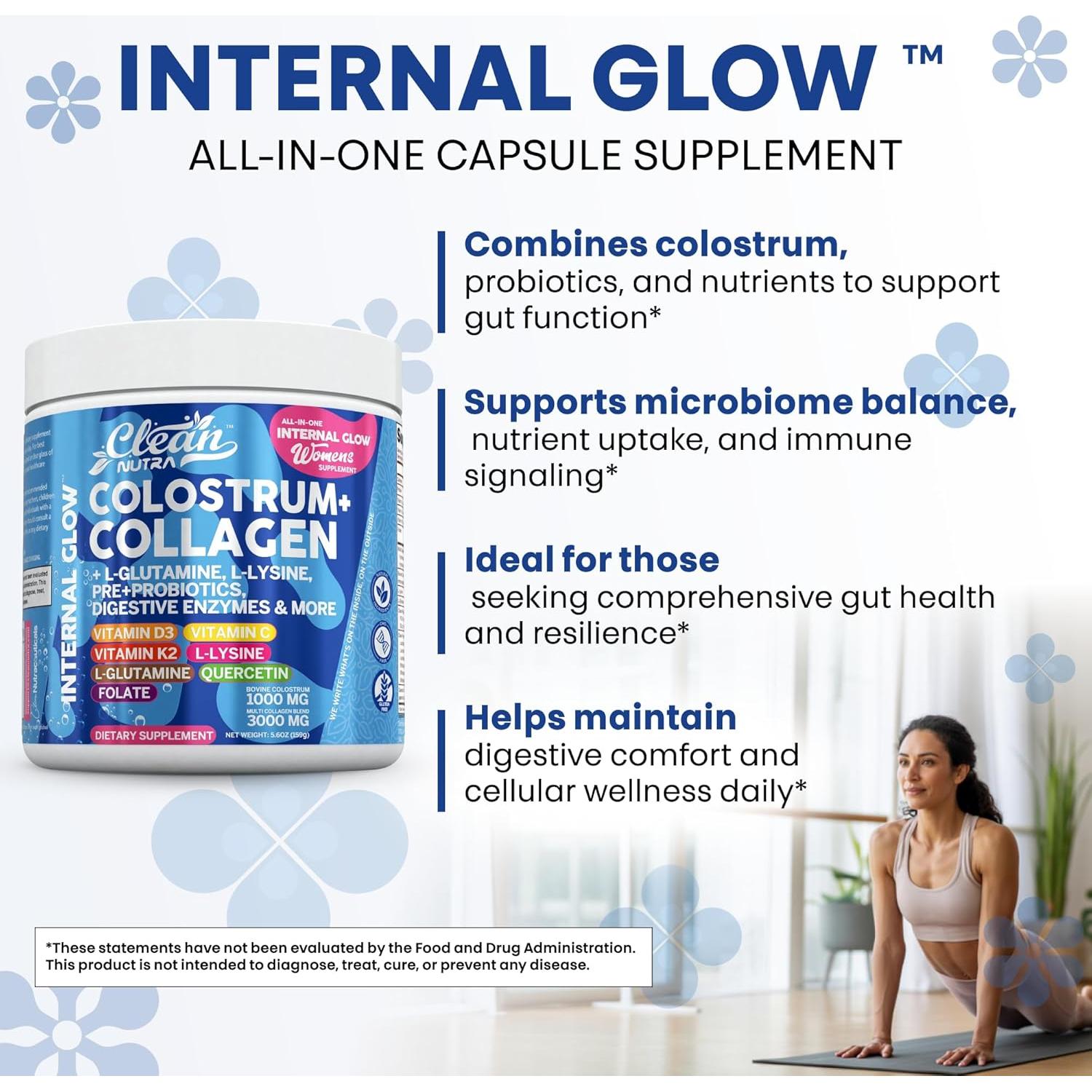 Polvo de Calostro Bovino Clean Nutra 226g con Colágeno y Probioticos