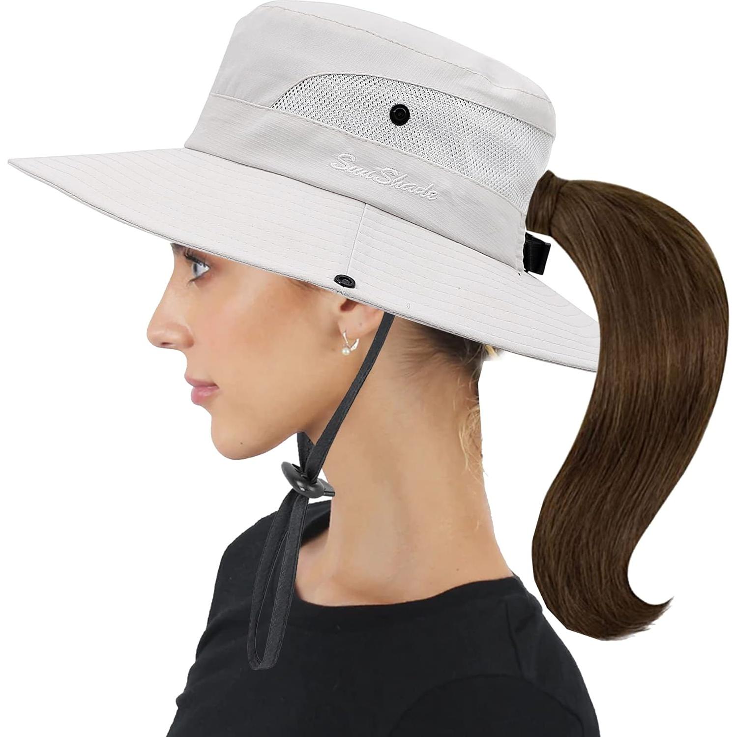 Sombrero de sol para mujer con coleta - Protección UV 50+