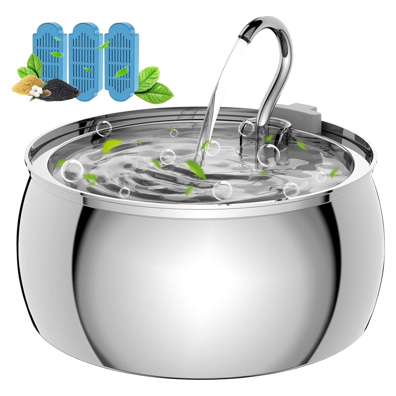 Fuente de Agua para Gatos FWMB Acero Inoxidable 4L Silenciosa