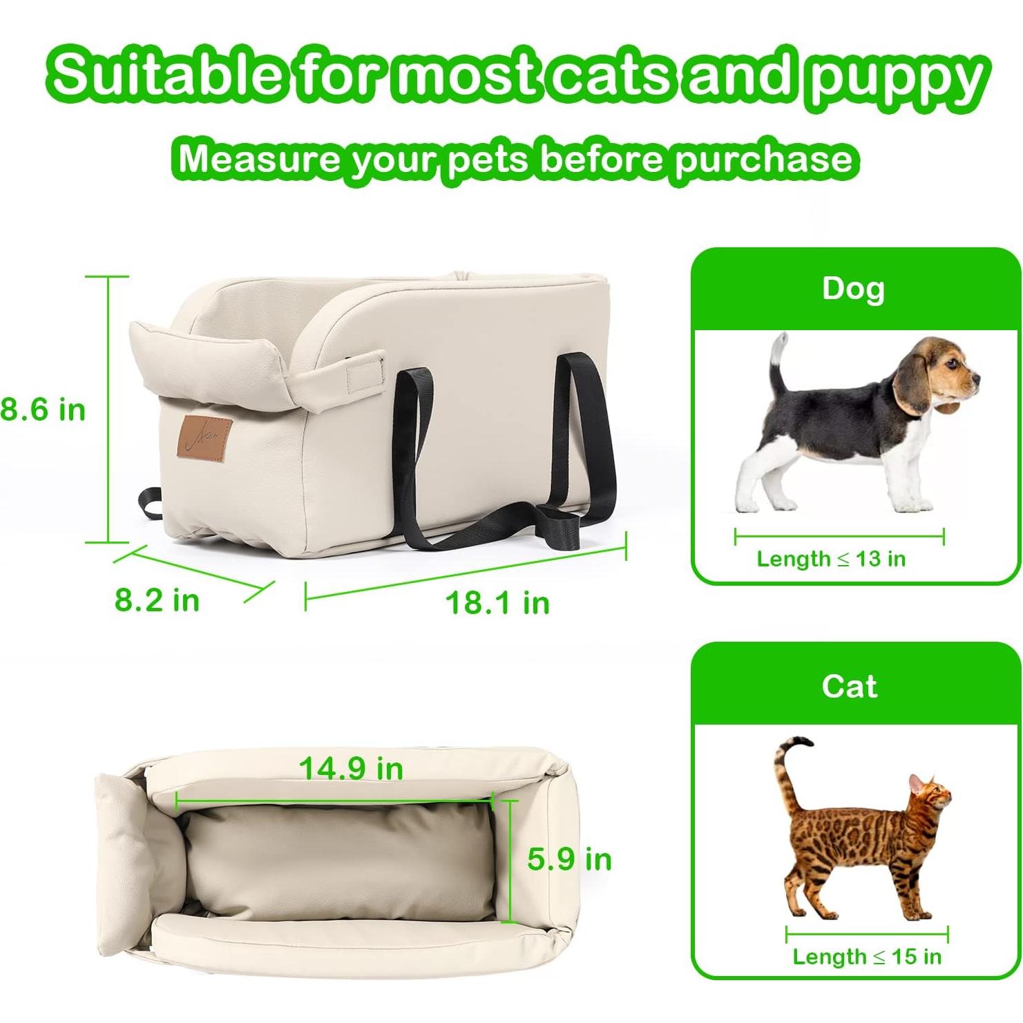 Asiento de coche para perros Asou 46x21.8x20.8 cm hasta 5.9 kg