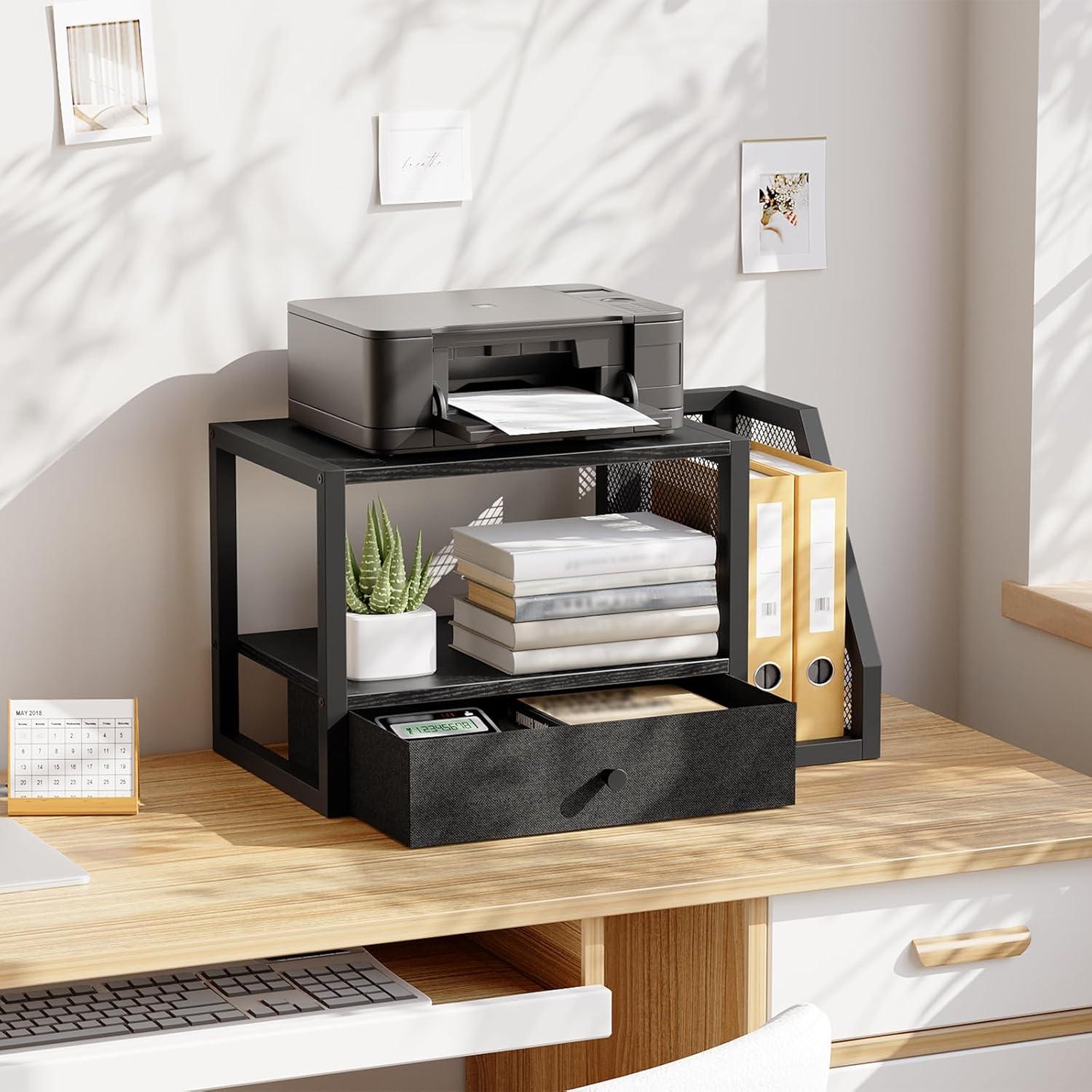 Soporte de Impresora de Escritorio MAHANCRIS Negro 2 Niveles