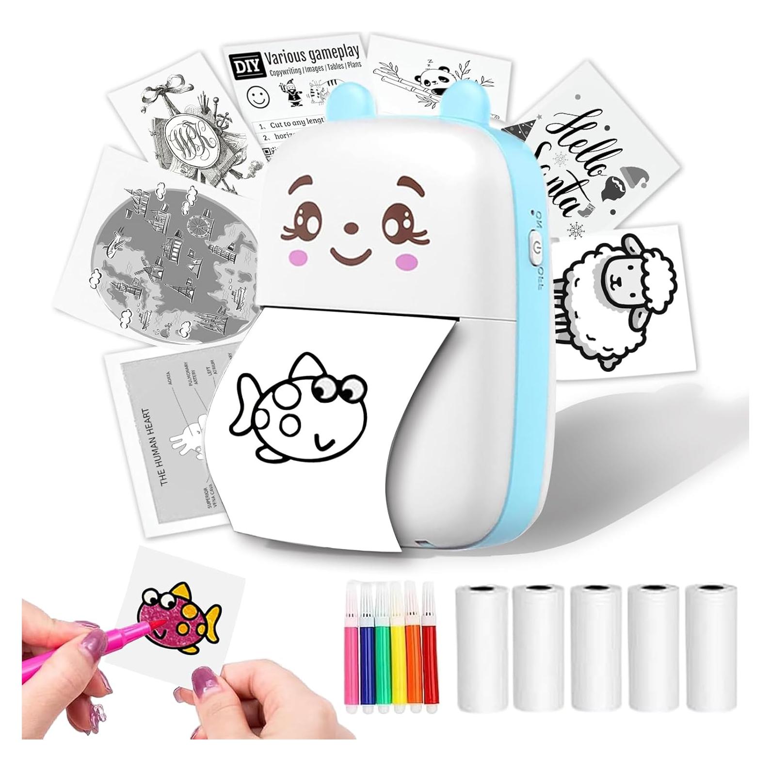 Impresora de Etiquetas Térmica Portátil Funducts A1 Azul 5 Rollos