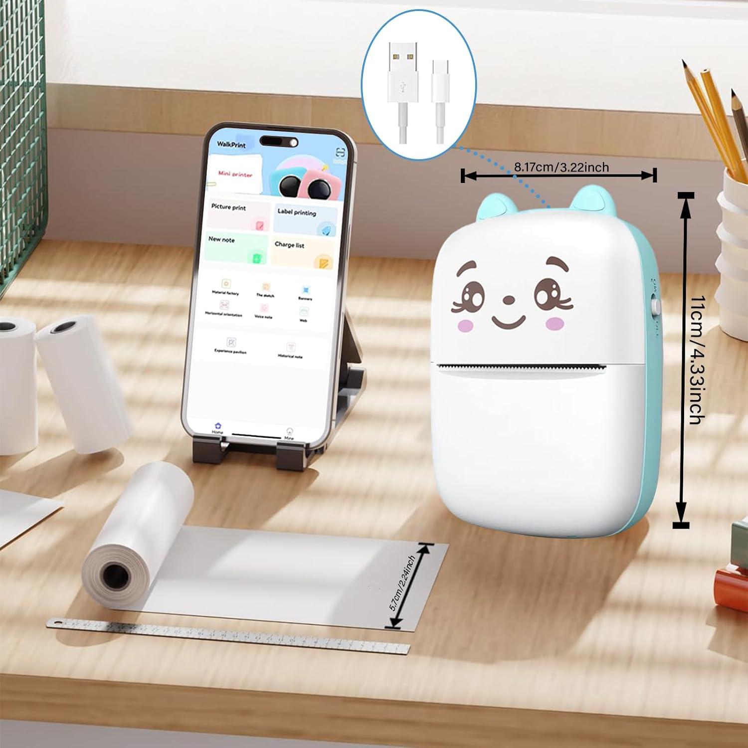 Impresora de Etiquetas Térmica Portátil Funducts A1 Azul 5 Rollos