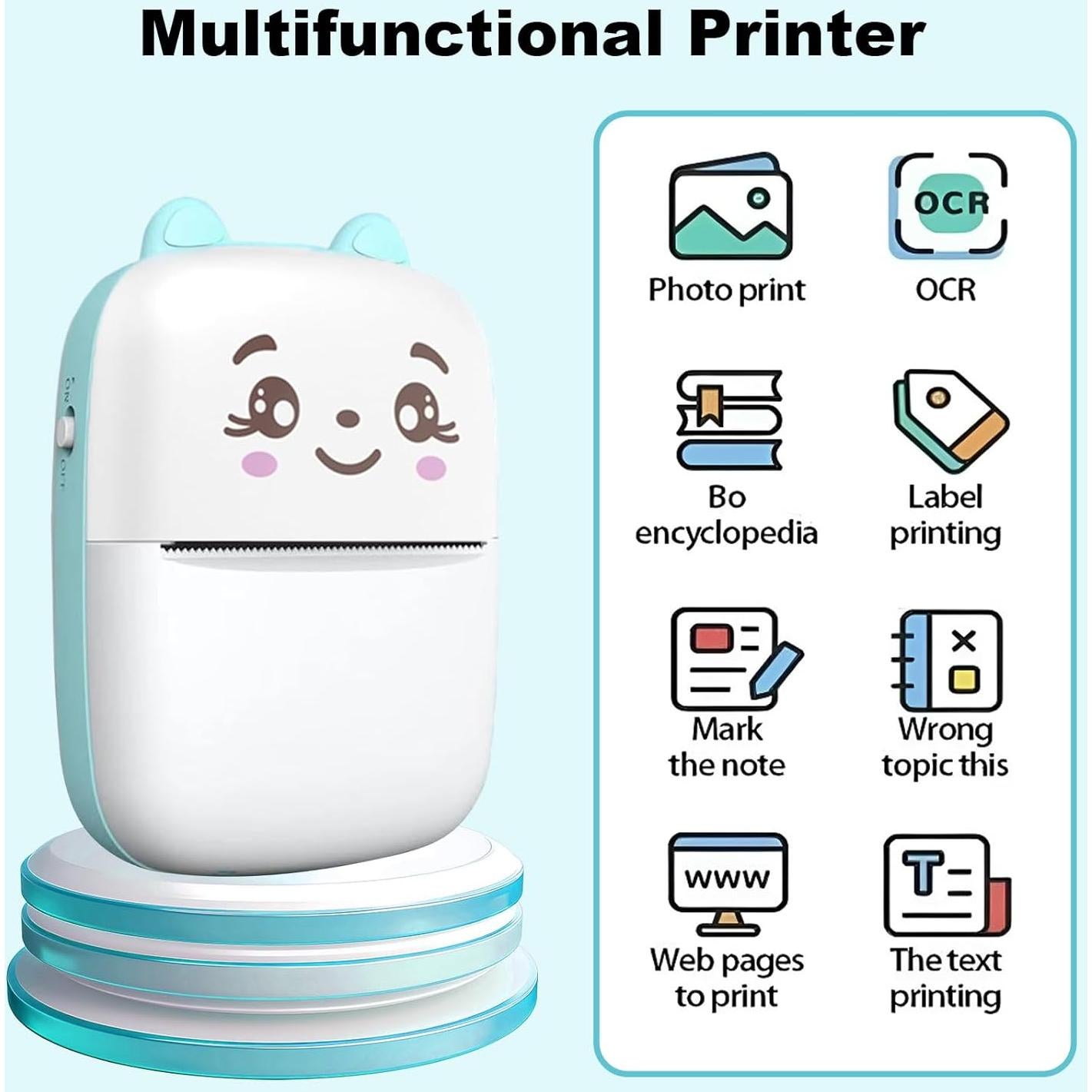 Impresora de Etiquetas Térmica Portátil Funducts A1 Azul 5 Rollos