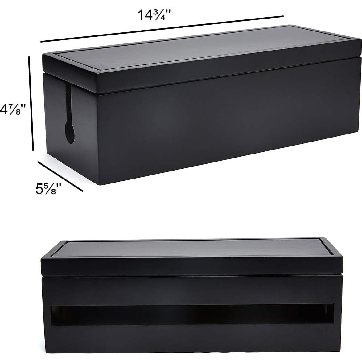 Caja Organizadora de Cables Changsuo de Madera Negra 37.6x14.5x12.4 cm
