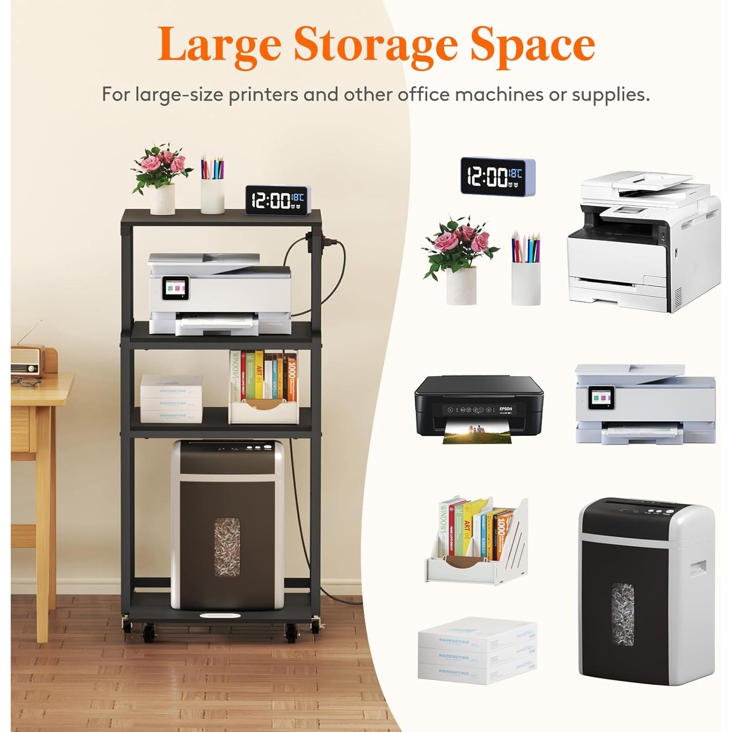 Soporte para Impresora 4 Niveles Lifewit Negro con Ruedas