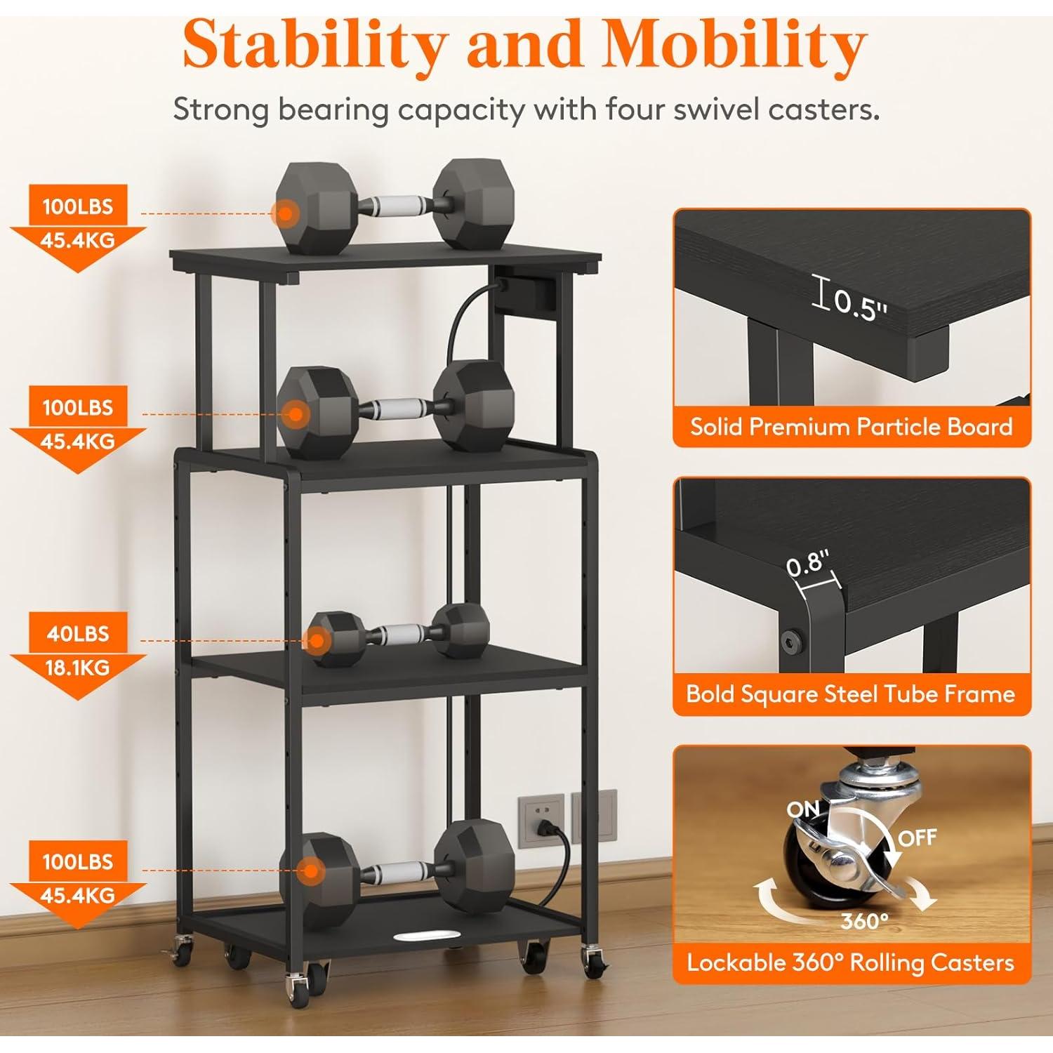 Soporte para Impresora 4 Niveles Lifewit Negro con Ruedas