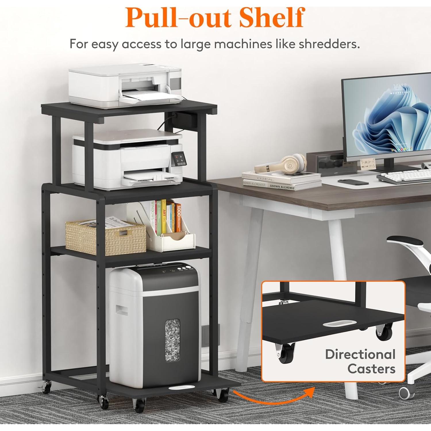 Soporte para Impresora 4 Niveles Lifewit Negro con Ruedas