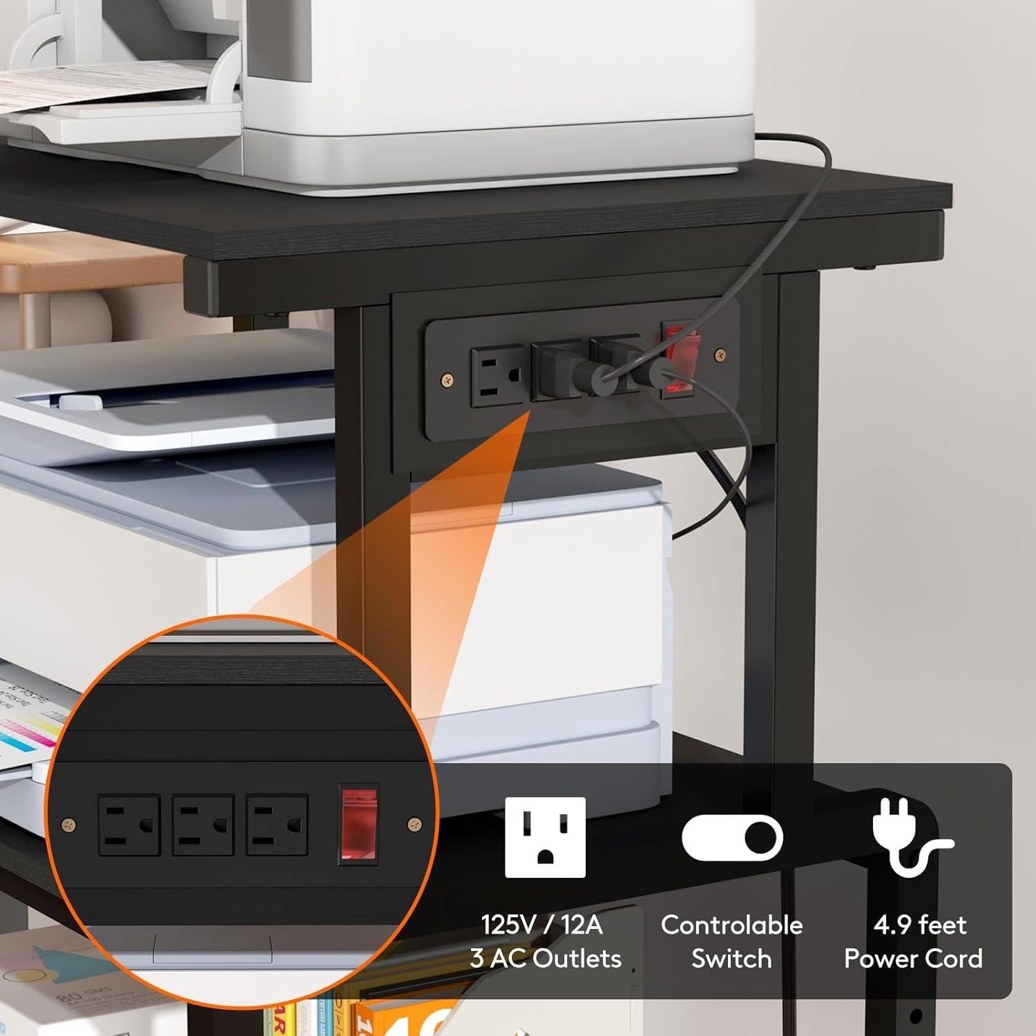 Soporte para Impresora 4 Niveles Lifewit Negro con Ruedas