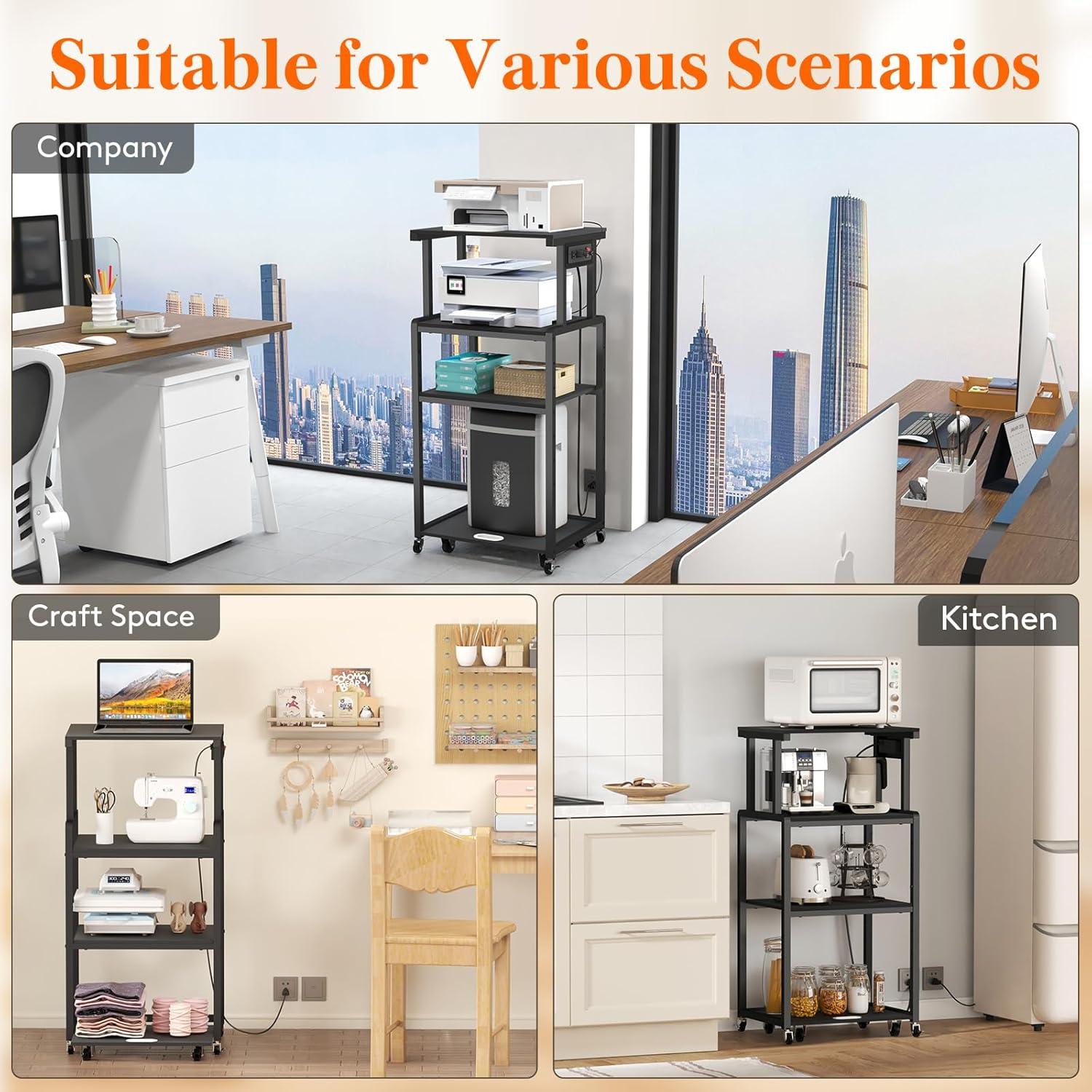 Soporte para Impresora 4 Niveles Lifewit Negro con Ruedas