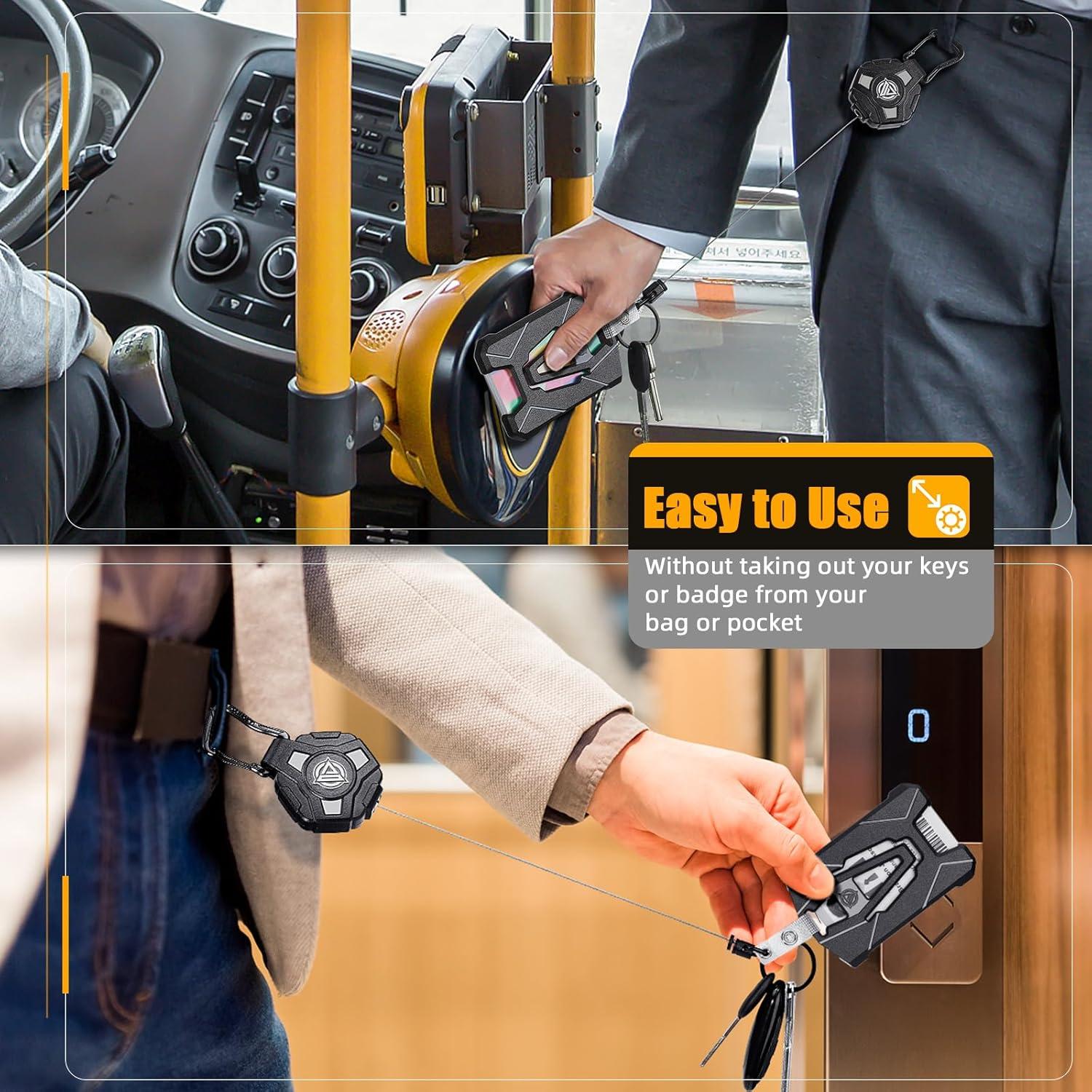 Soporte Retráctil Oaridey para Identificación - 80 cm, 6 Tarjetas