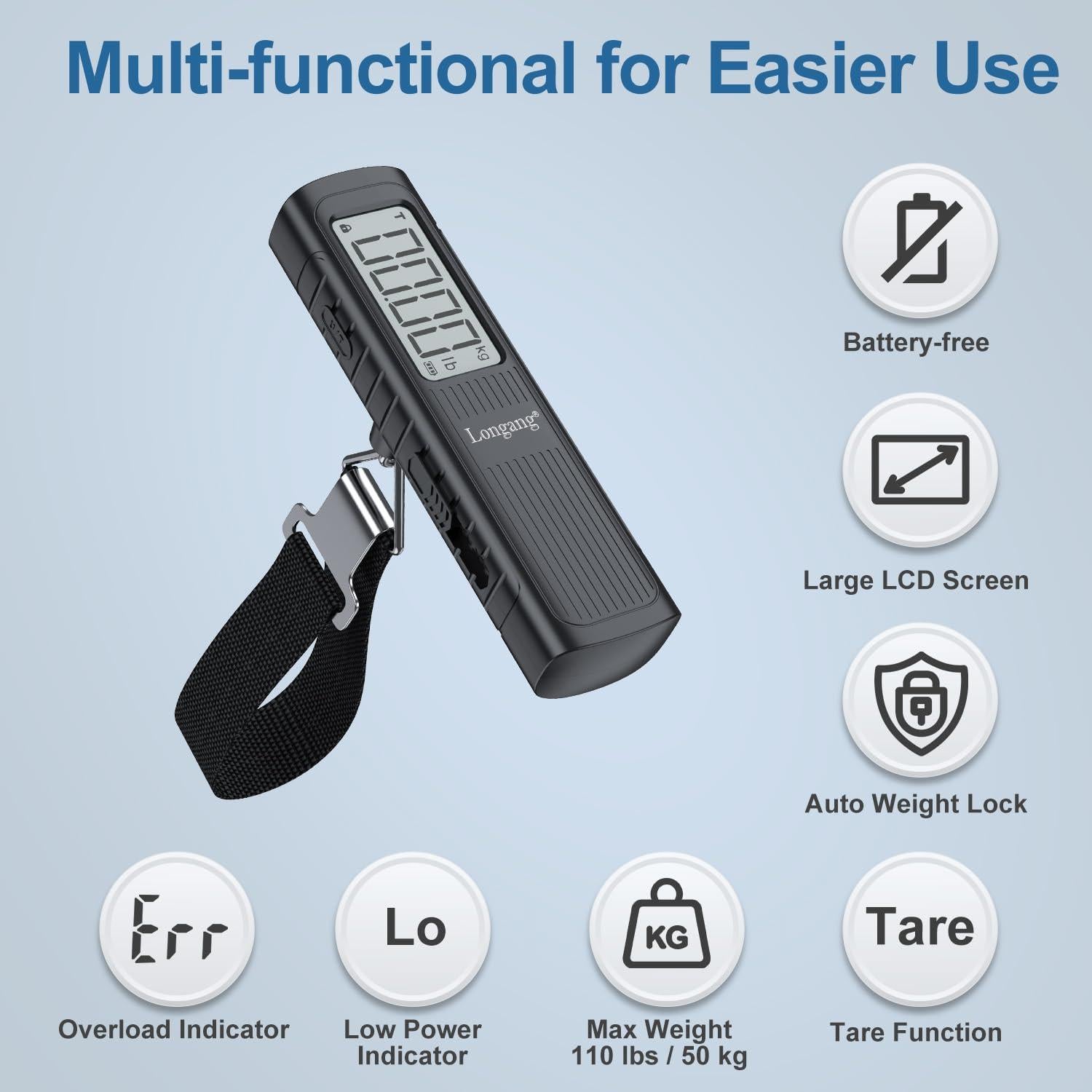 Báscula de Equipaje Digital Sin Batería Longang 50kg