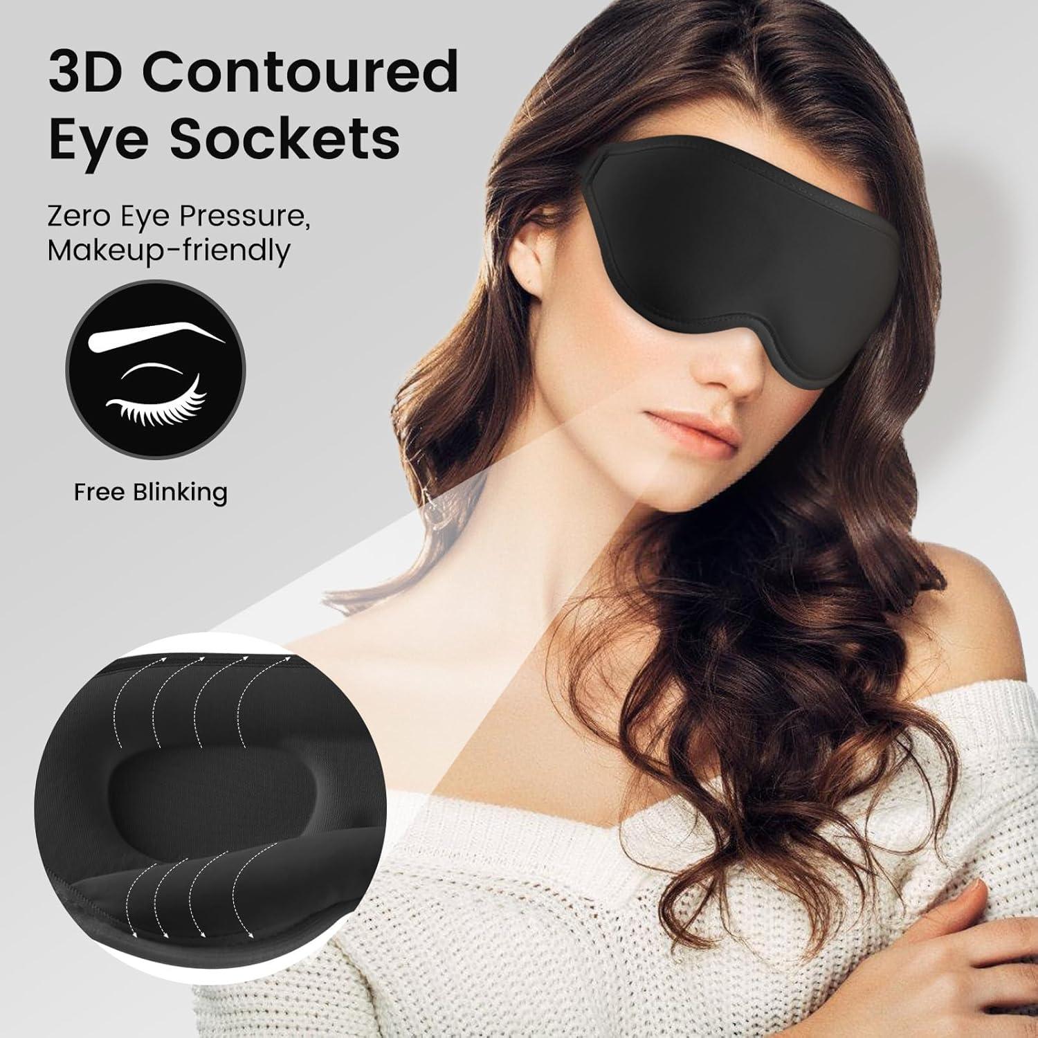 Máscara de Dormir 3D Audree Negra 100% Bloqueadora de Luz