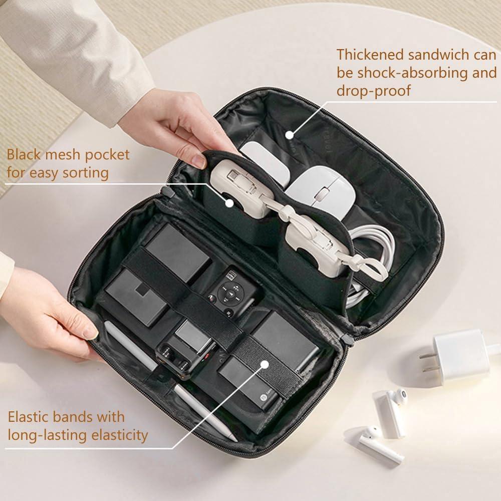 Organizador de Electrónicos Kaxich Beige, Estuche Impermeable 23x14x9.5cm