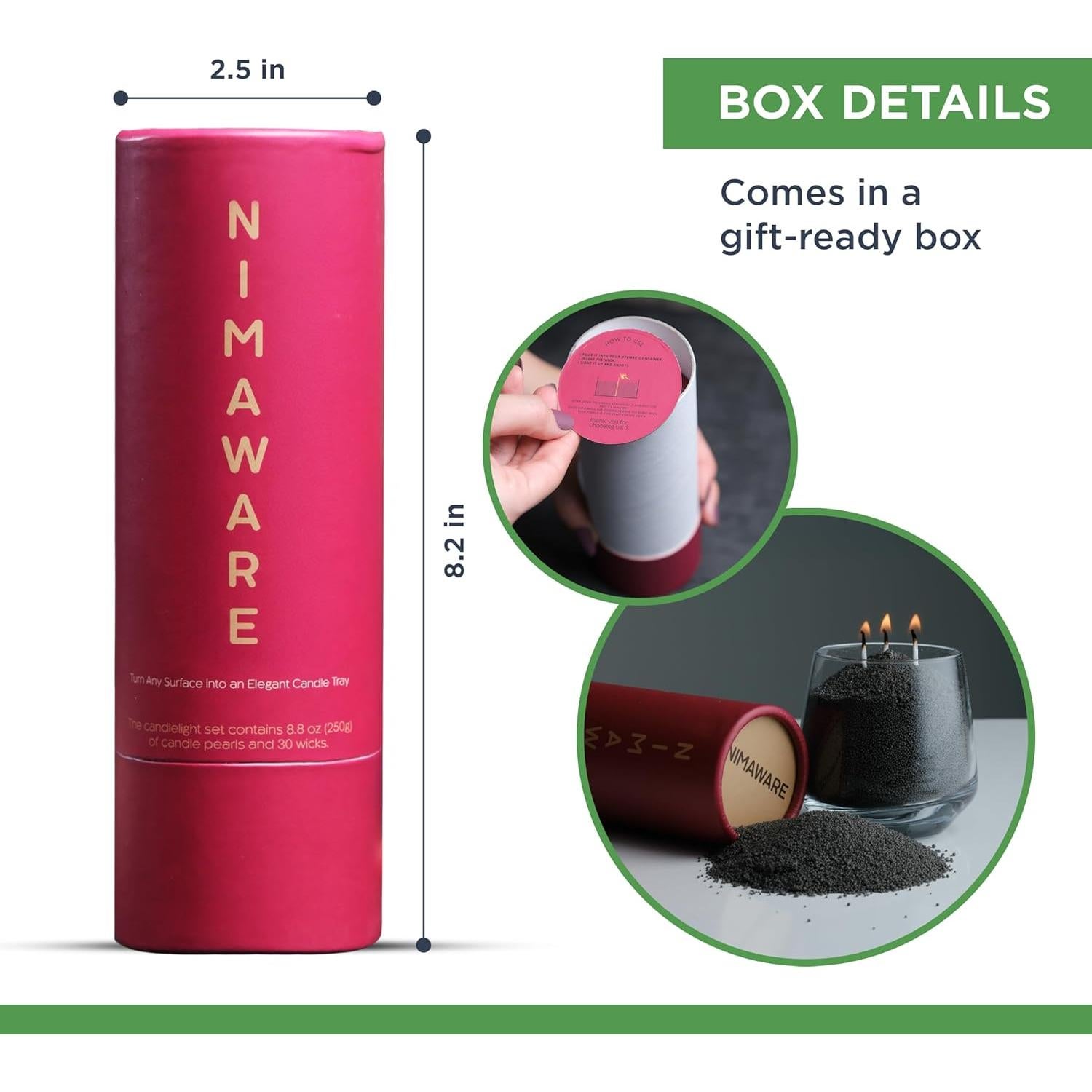 Kit de Velas de Arena Perlada Nimaware - 30 Mechas, 348.7g