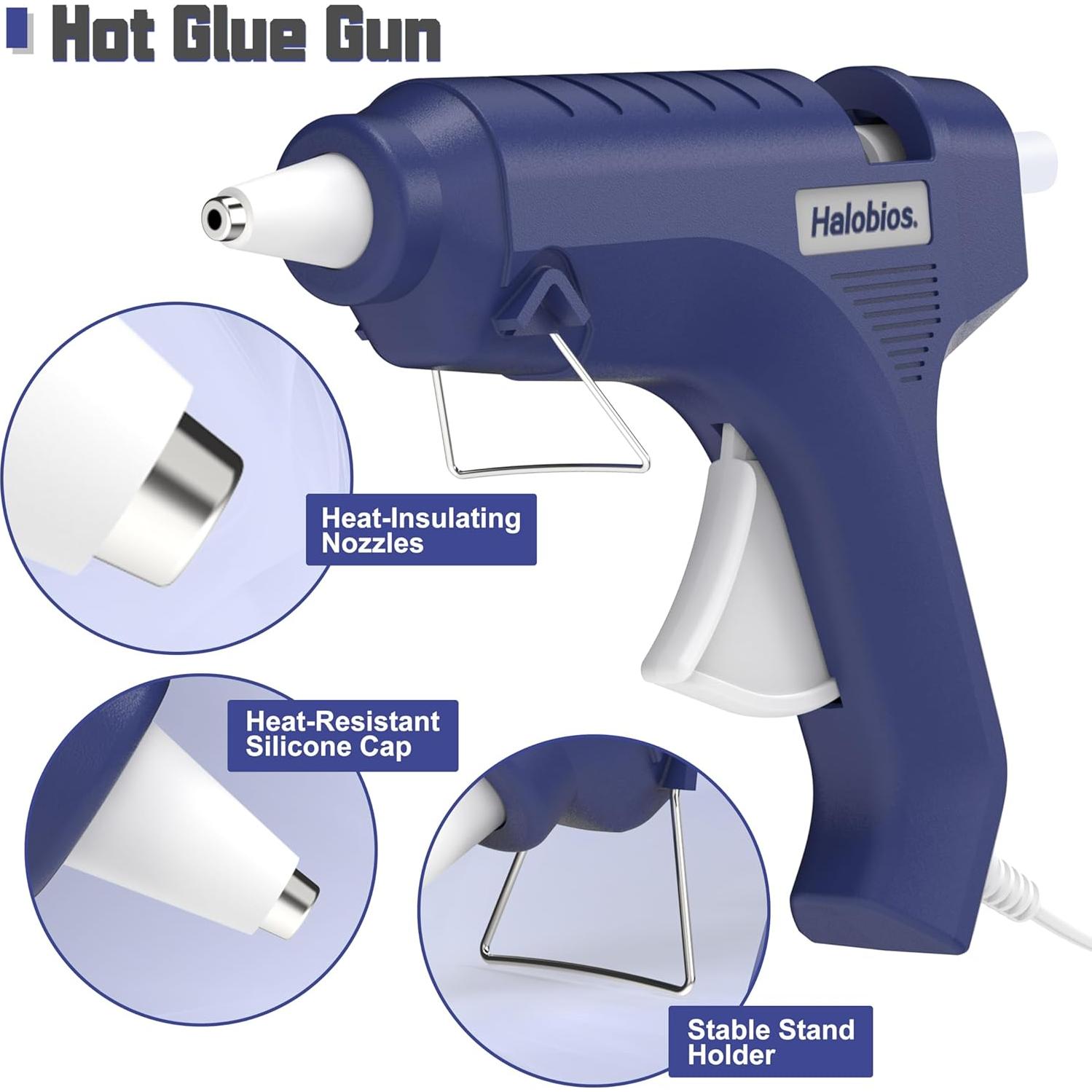Pistola de Pegamento Caliente Halobios 40W Azul con 20 Barras