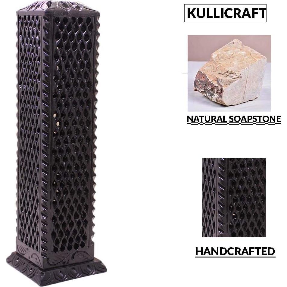 Soporte de Incienso de Piedra Jabón Negro KC KULLICRAFT 27.94 cm