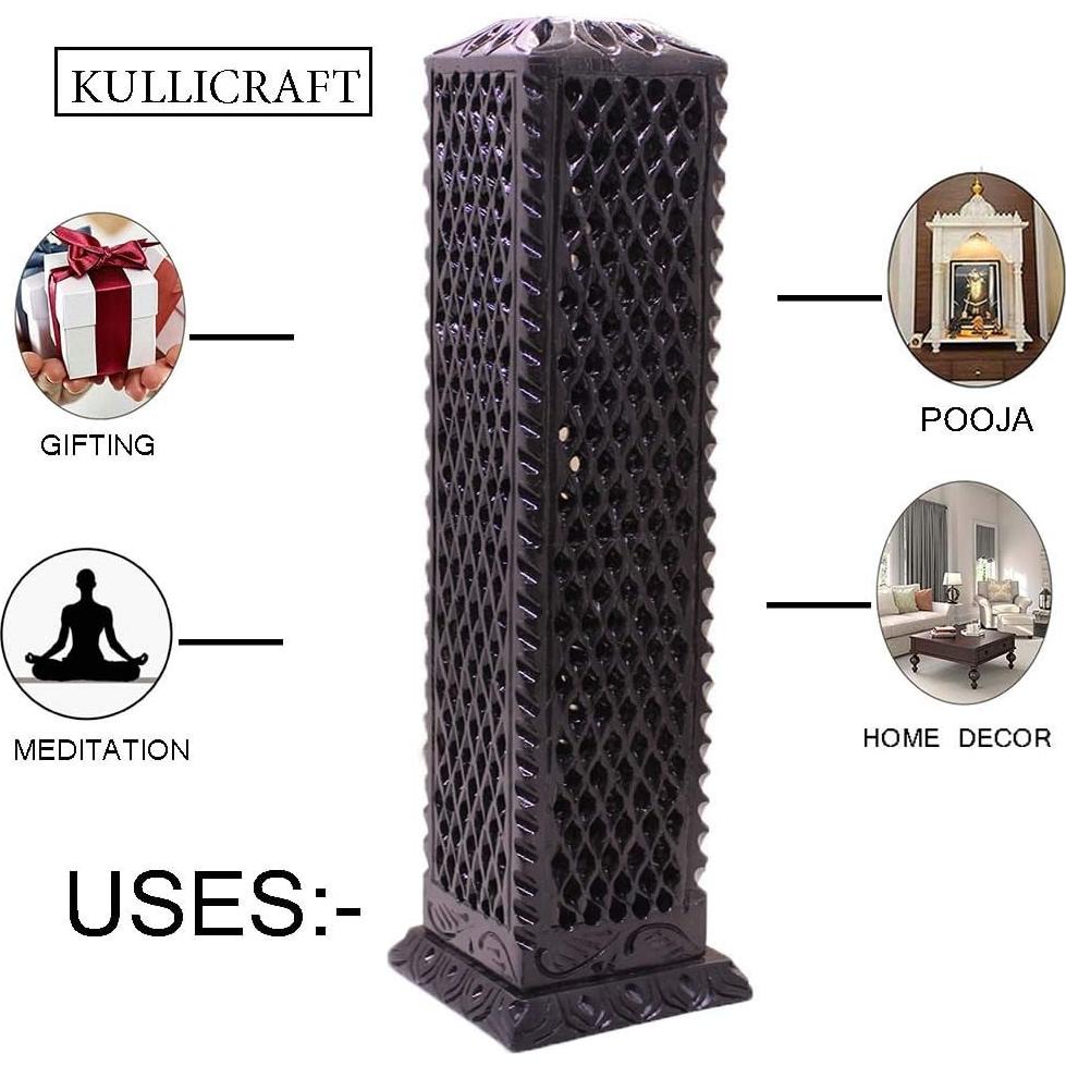 Soporte de Incienso de Piedra Jabón Negro KC KULLICRAFT 27.94 cm