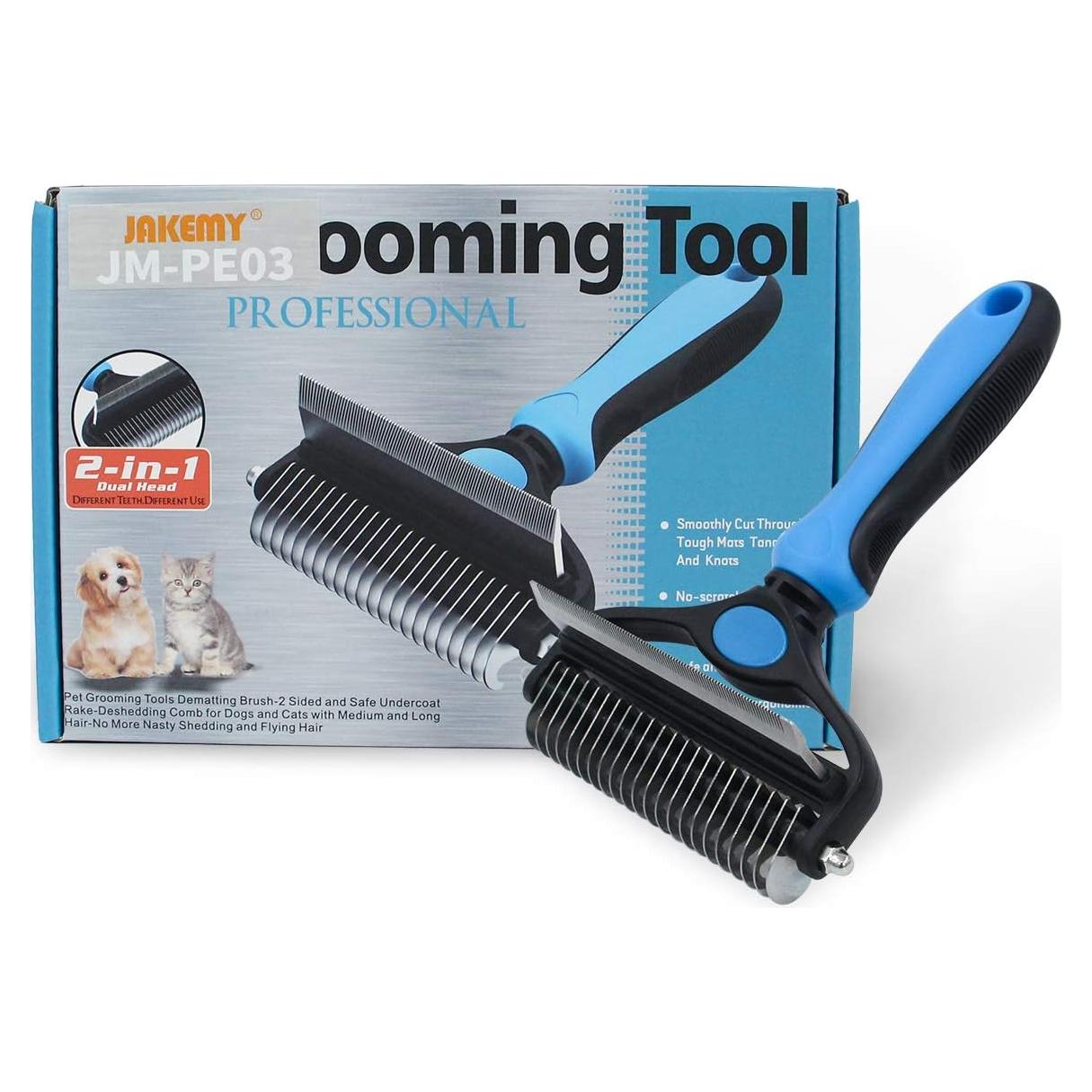 Rasqueta Doble Cara JAKEMY para Gatos y Perros 2 en 1