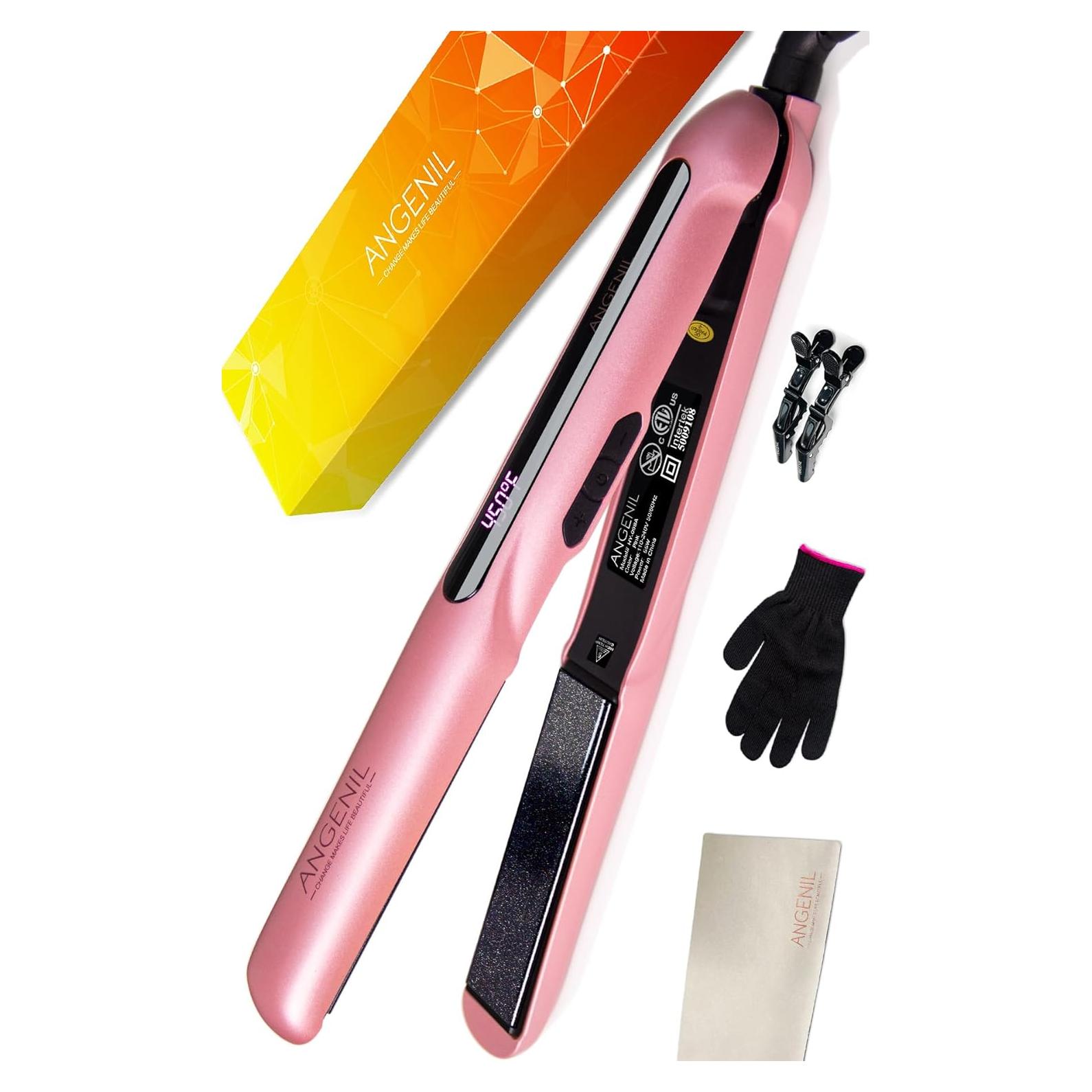 Plancha de Pelo Cerámica ANGELIL 2 en 1 1 Pulgada Rosa