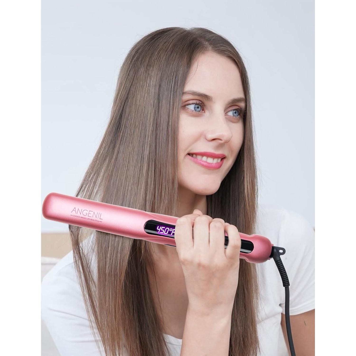Plancha de Pelo Cerámica ANGELIL 2 en 1 1 Pulgada Rosa